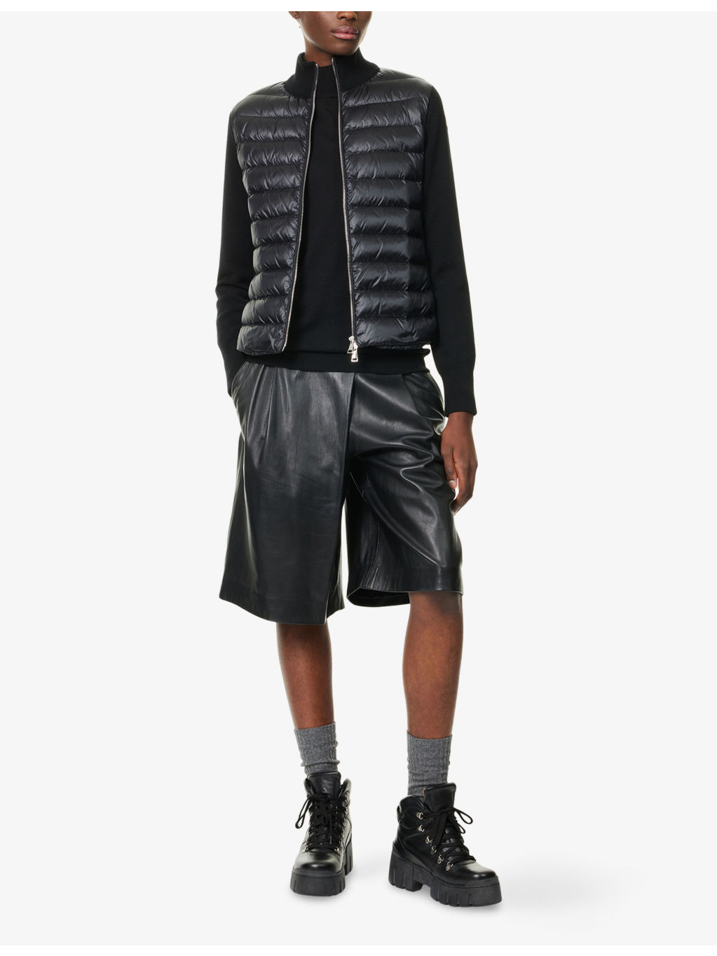 Hybrid Logo-Badge Nylon and Wool Cardigan - 2