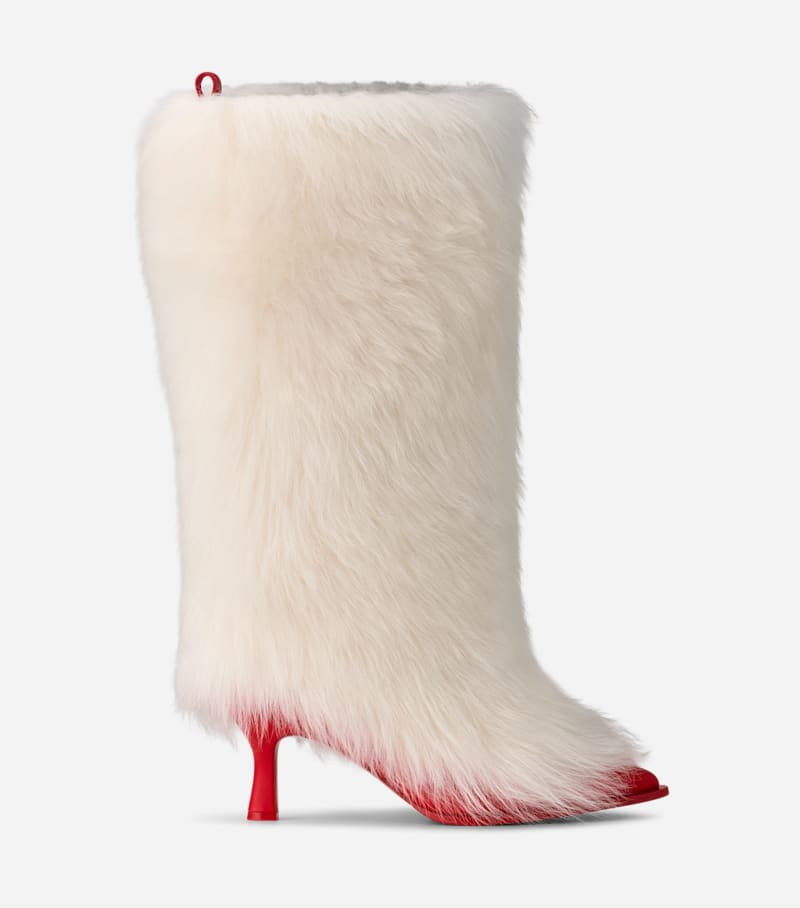 ® Women's ® Ambush Heel Sheepskin Boots in White/red 1