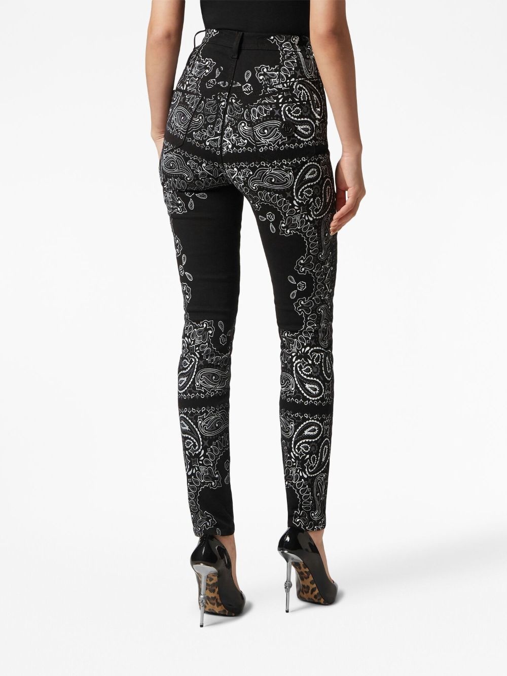 paisley-printed high-waisted jeggings - 4