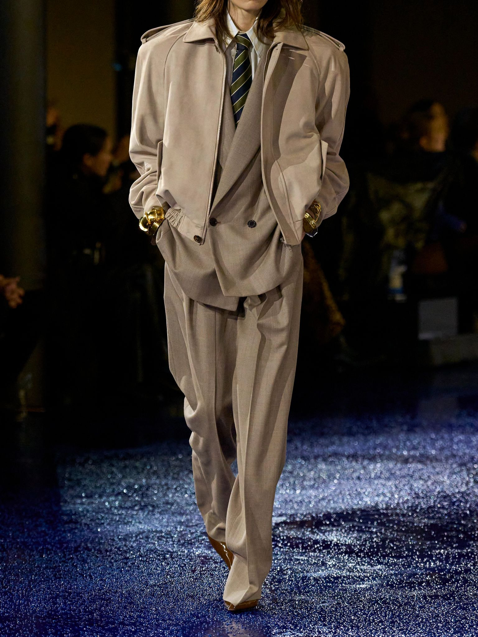 Double-breasted wool suit jacket Beige - 5