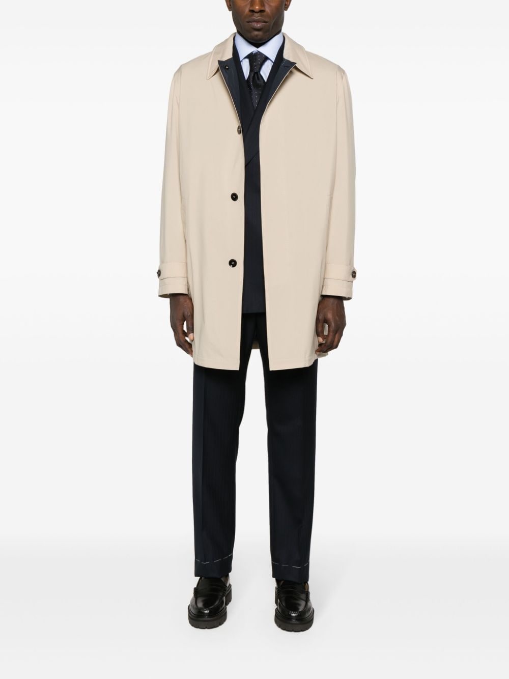 single-breasted mid-length parka - 2