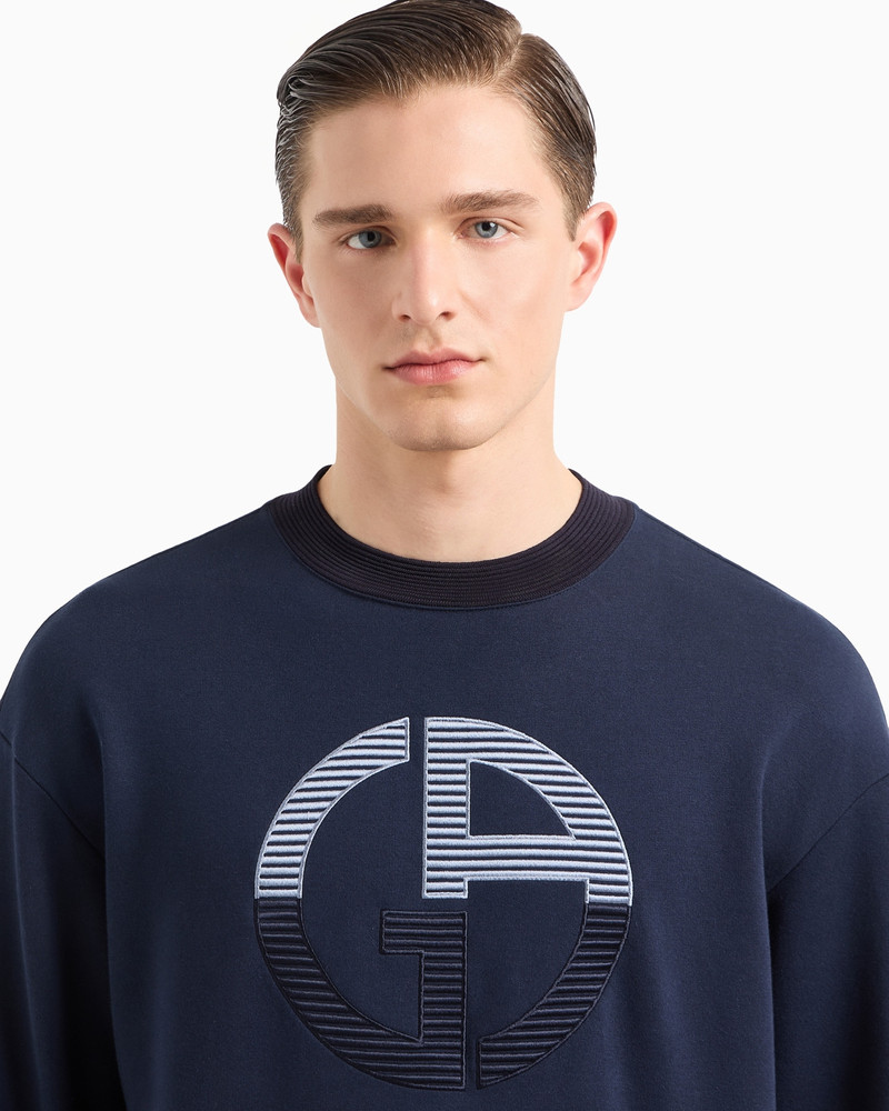 Cotton and cashmere crew-neck sweatshirt with oversized logo 5