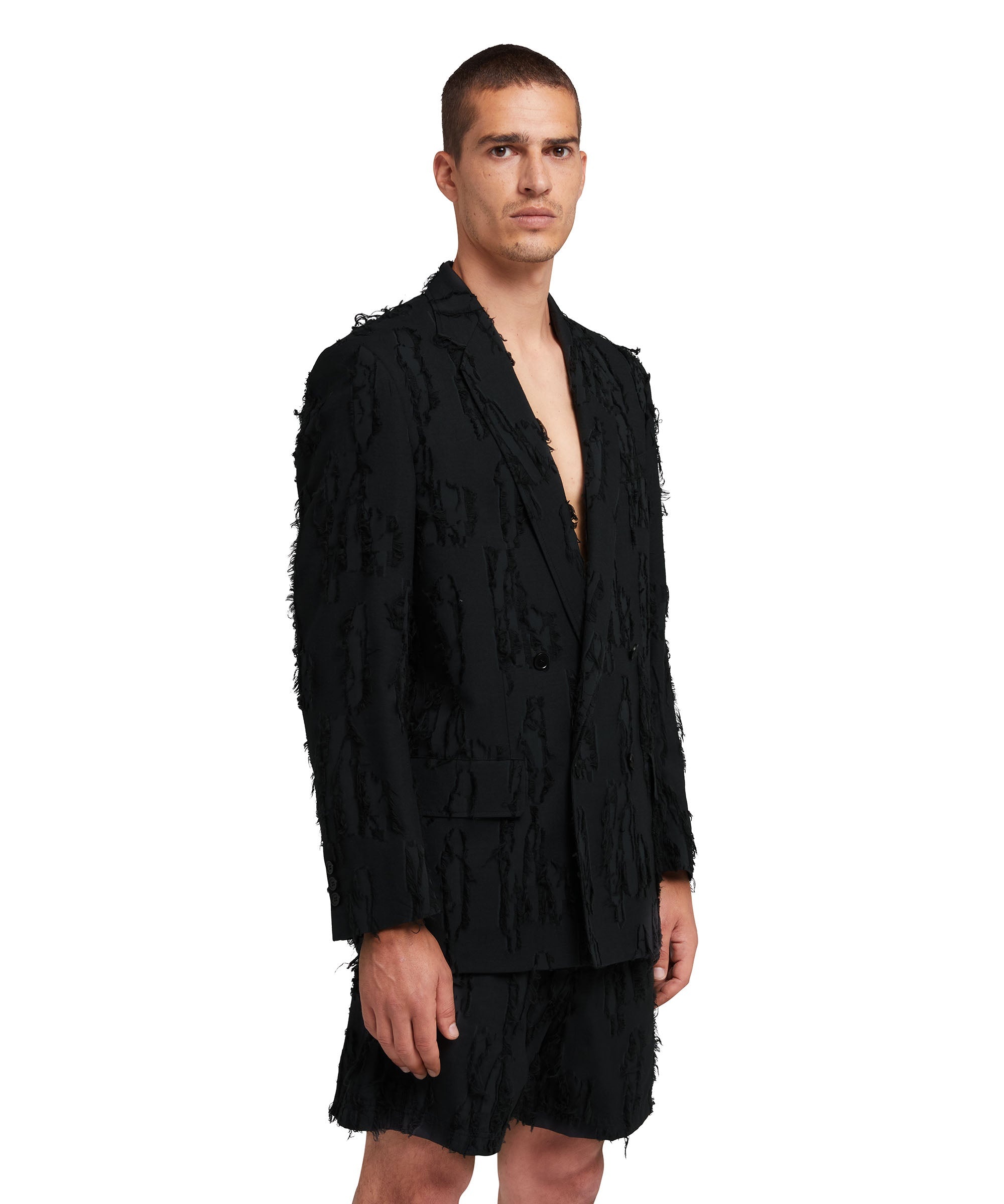 Jacquard fil coupè double-breasted jacket - 4
