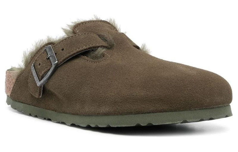 BIRKENSTOCK Birkenstock Boston Shearling Suede Leather Narrow Fit 'Thyme' 1025667 outlook