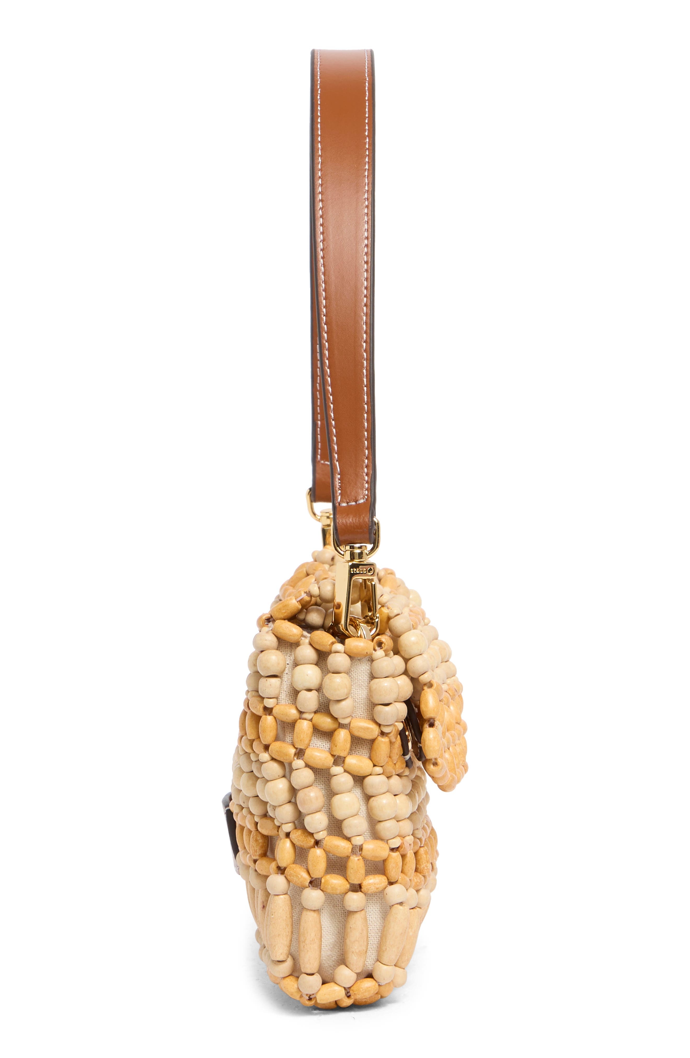STAUD Timmy Beaded Shoulder Bag in Natural Wood Beads at Nordstrom - 6