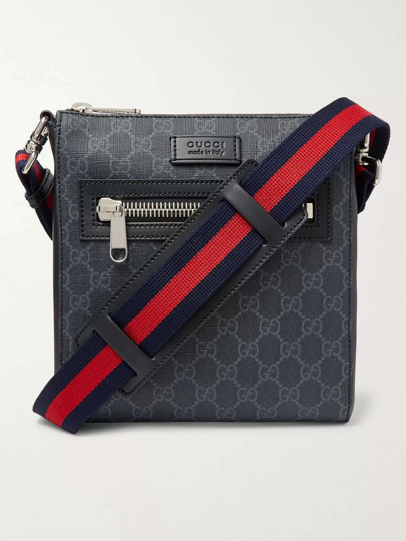 Leather-Trimmed Monogrammed Coated-Canvas Messenger Bag - 1