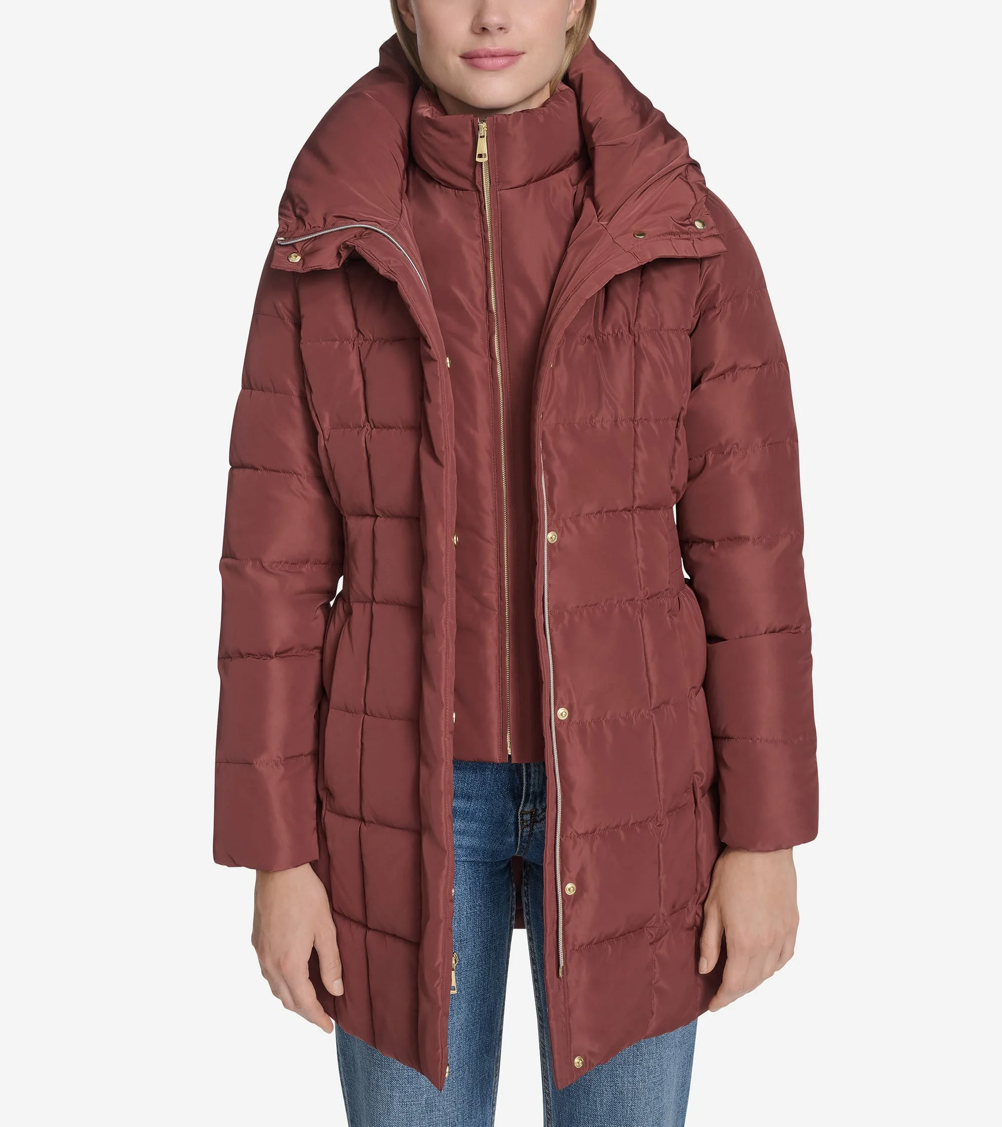 Women's 32" Signature Hooded Taffeta Down Coat - 1