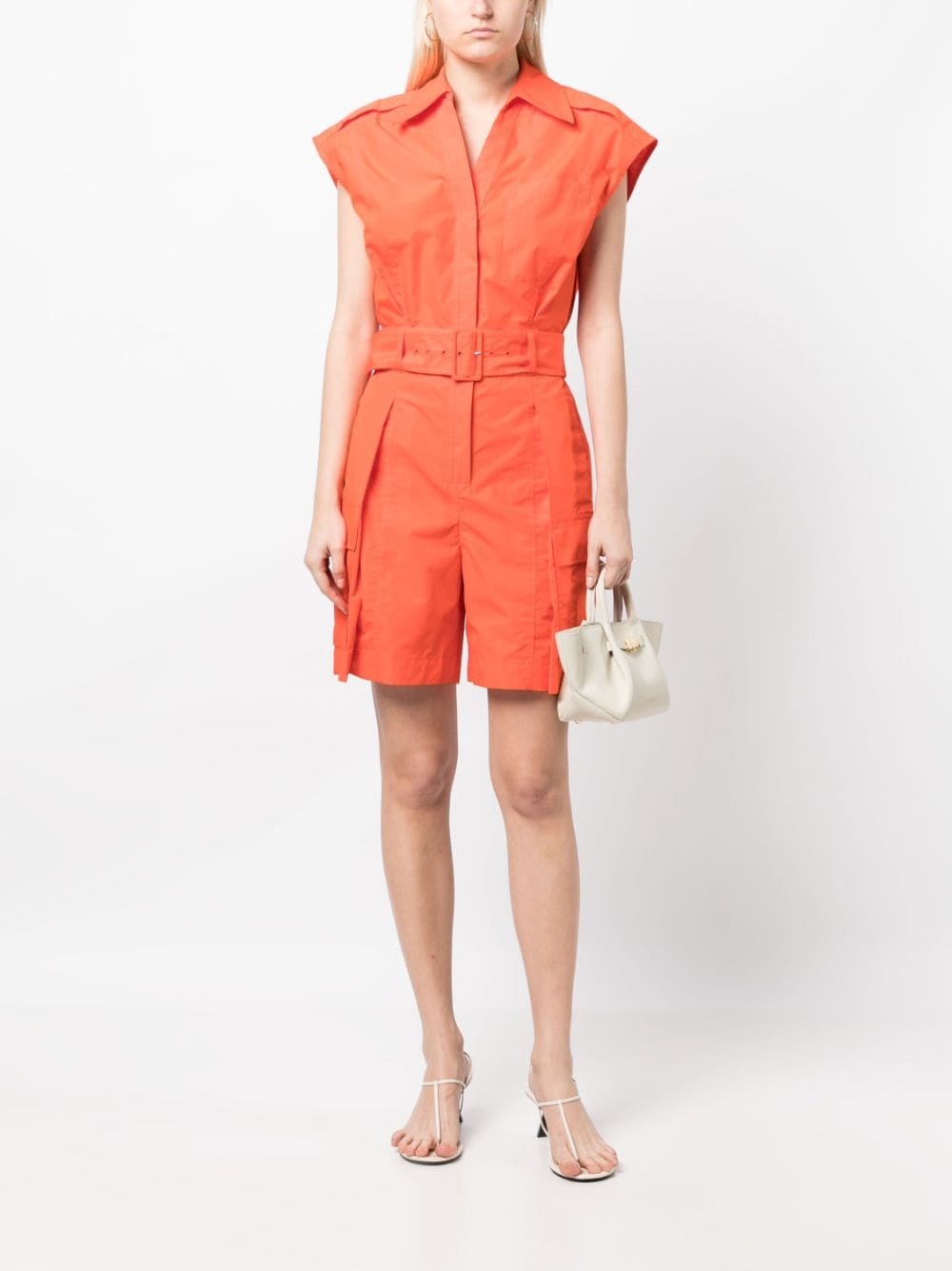 sleeveless belted-waist playsuit - 2