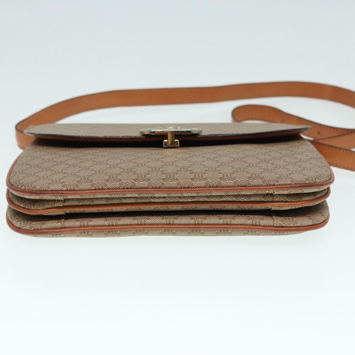 CELINE Macadam Canvas Shoulder Bag Beige Gold - 5