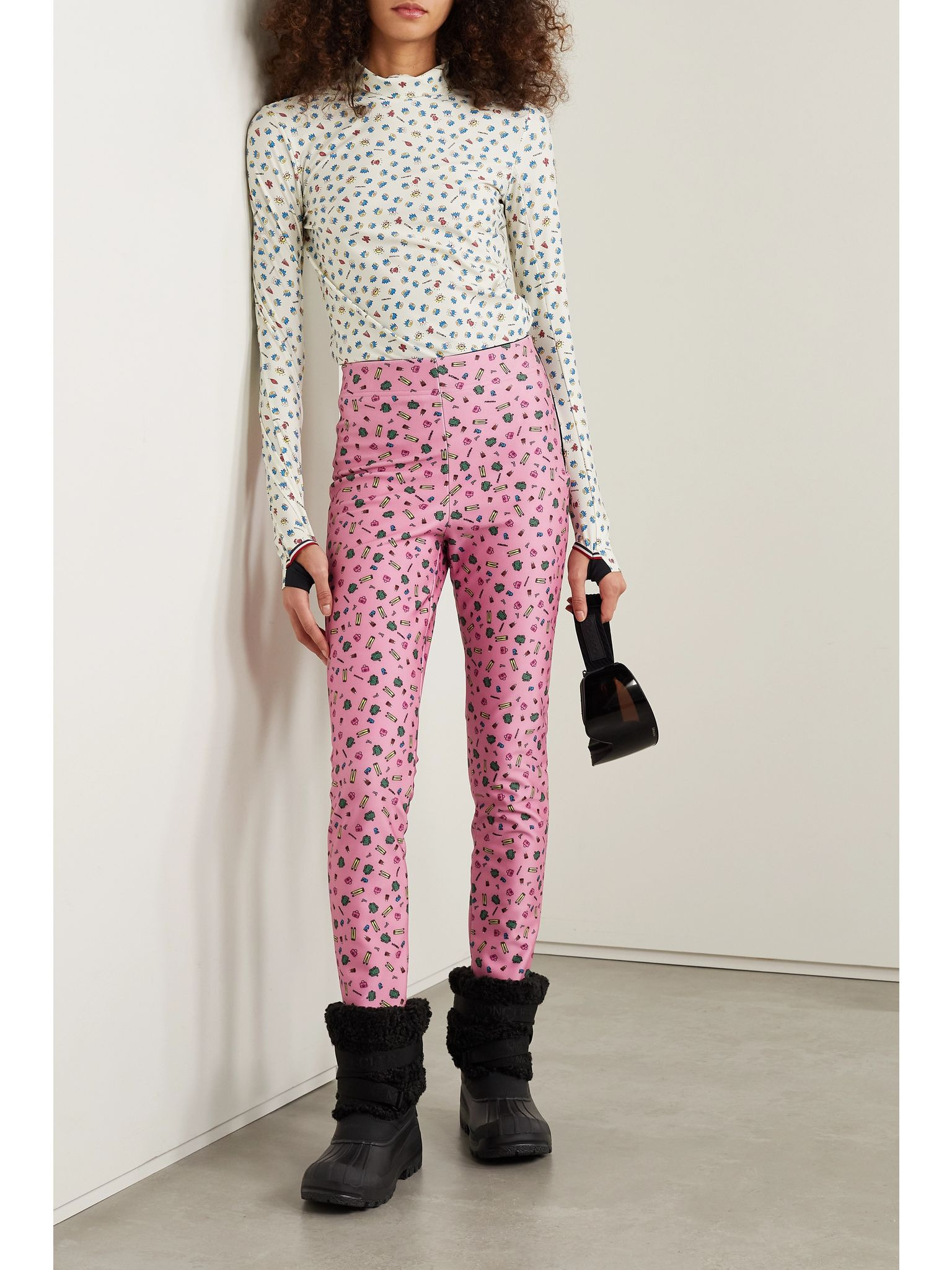 + 3 Moncler Grenoble printed stretch-jersey stirrup pants Pink - 2