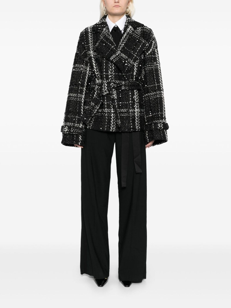 David Koma satin bow wide-leg trousers outlook