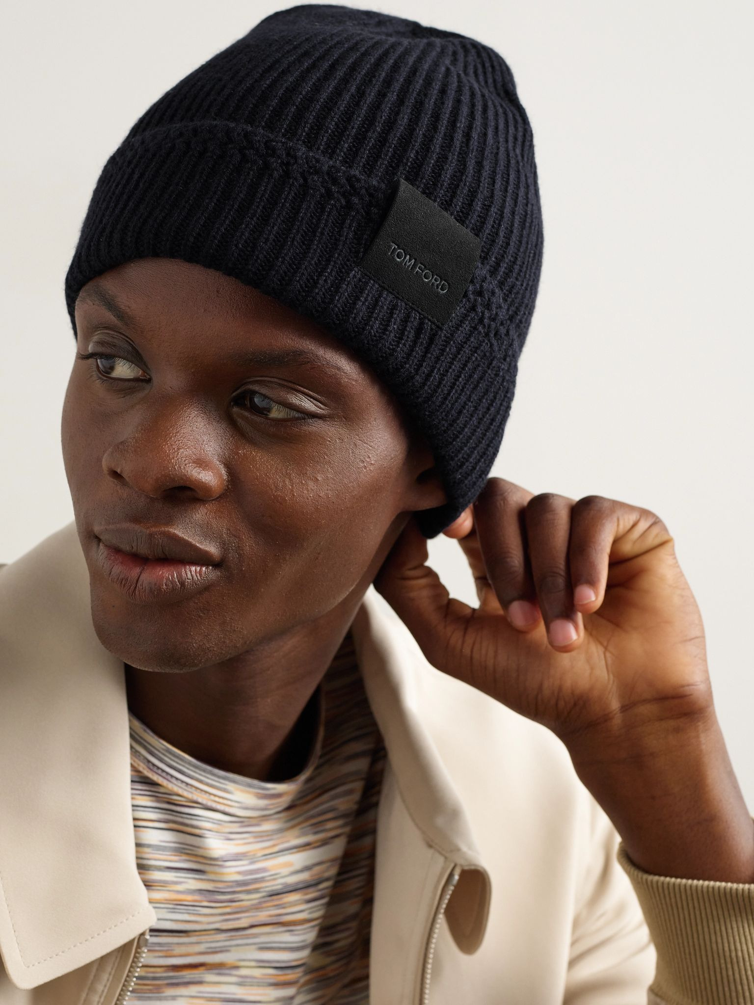 Logo-Appliquéd Ribbed Cashmere Beanie Blue - 2