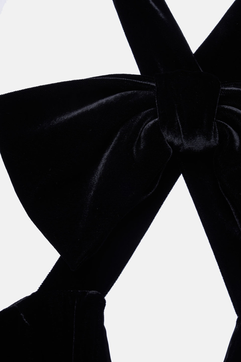 VELVET BUSTIER EVENING DRESS WITH BOW 3