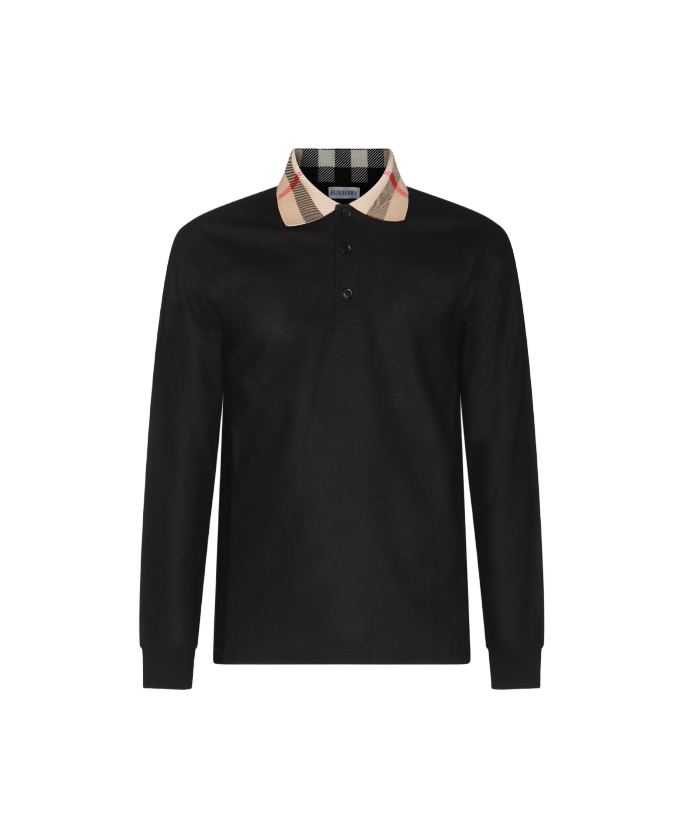 Black Cotton Polo Shirt - 1