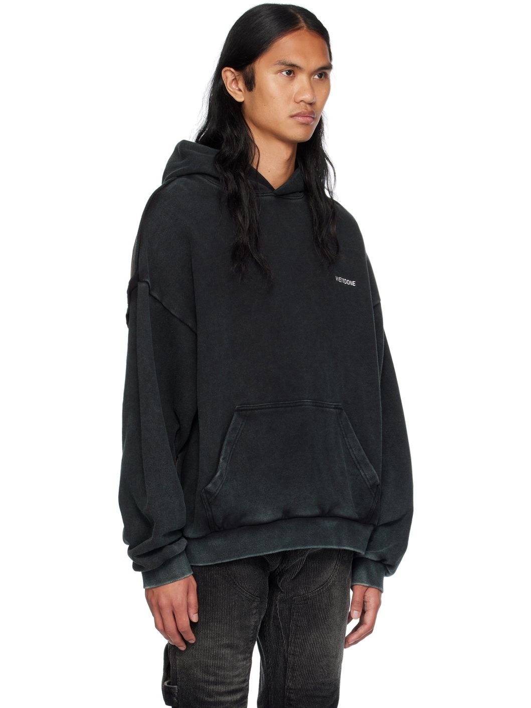 Black Raw Edge Hoodie - 2