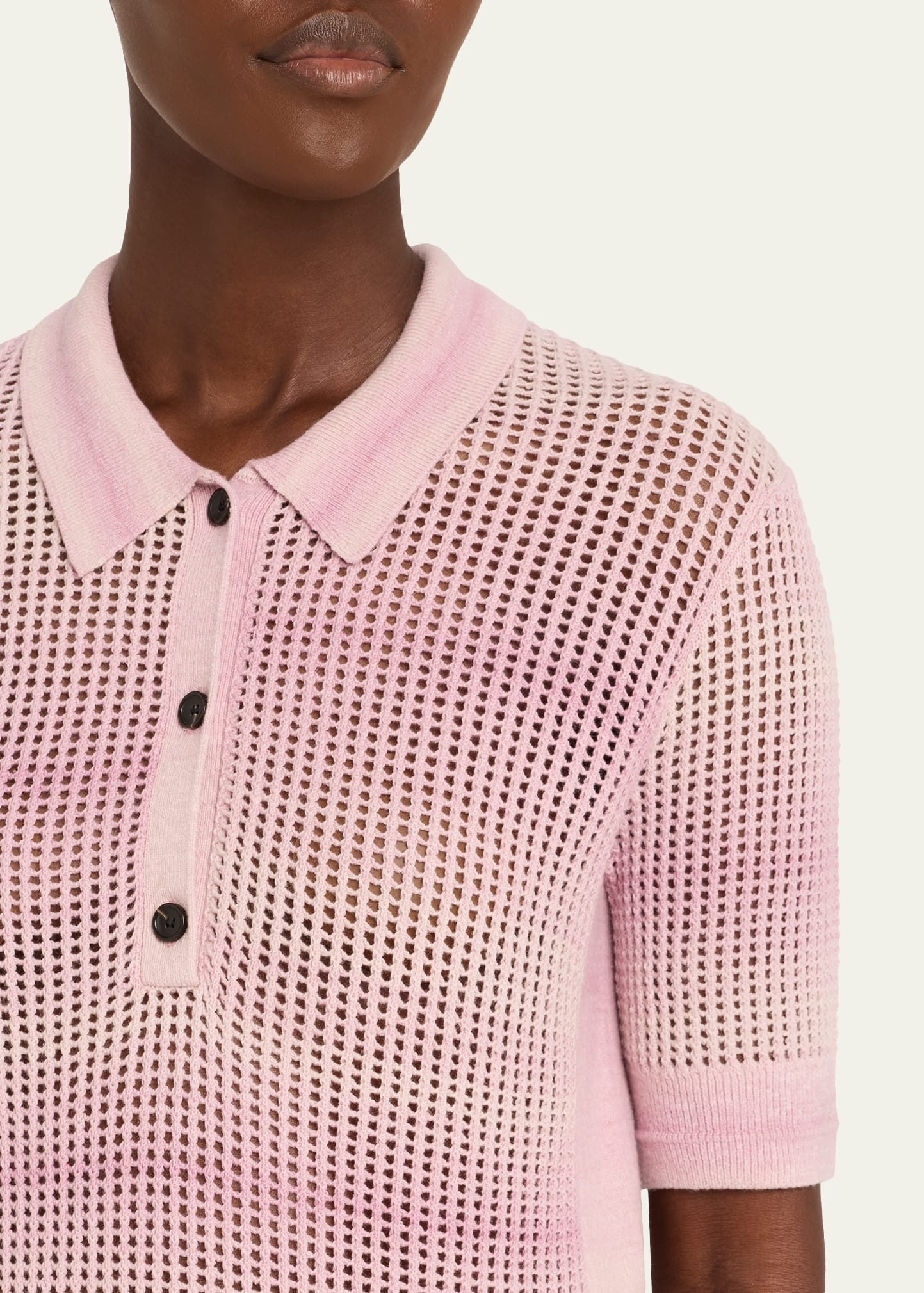 Cashmere Mesh Shrunken Polo Shirt - 5