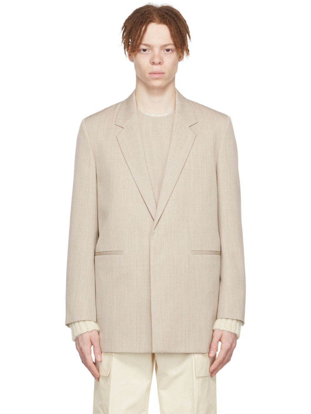 SSENSE Exclusive Beige Wool Blazer - 1