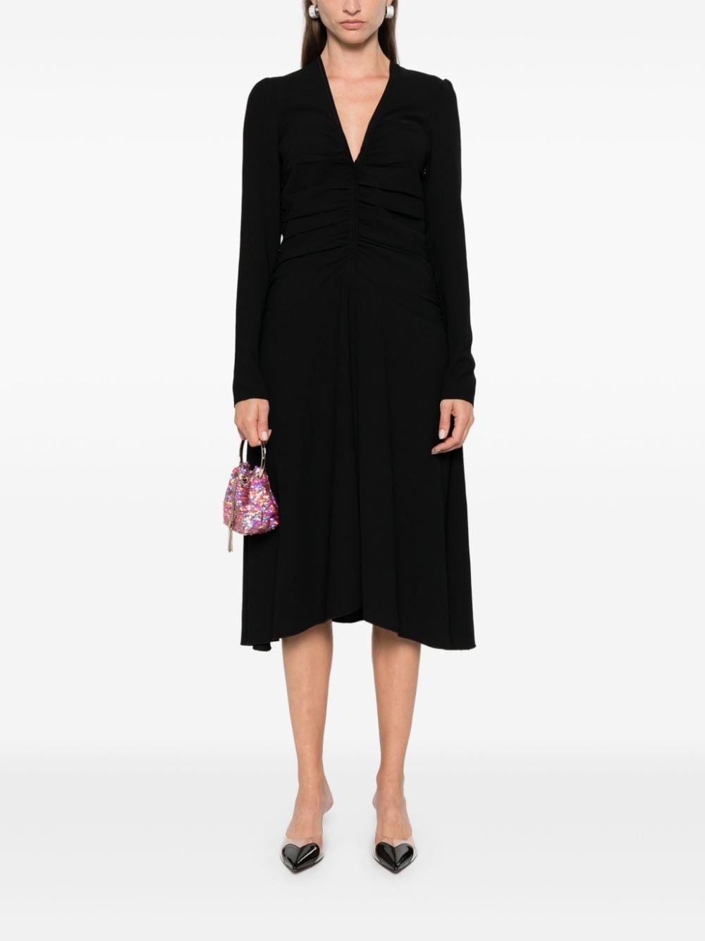 draped midi dress - 2