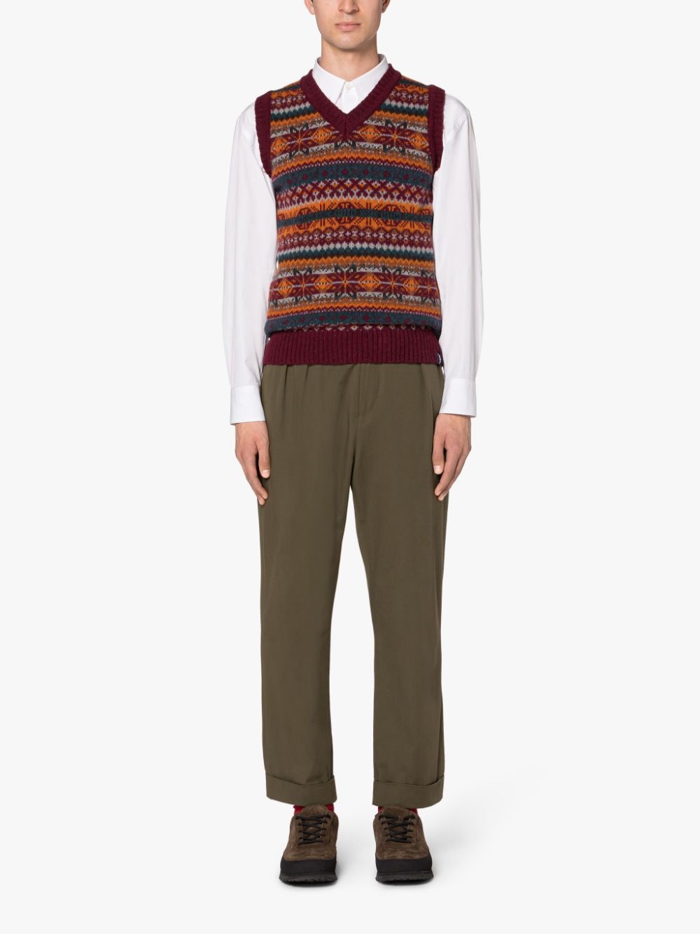 BURN TANK BORDEAUX MIX WOOL FAIR ISLE VEST - 2