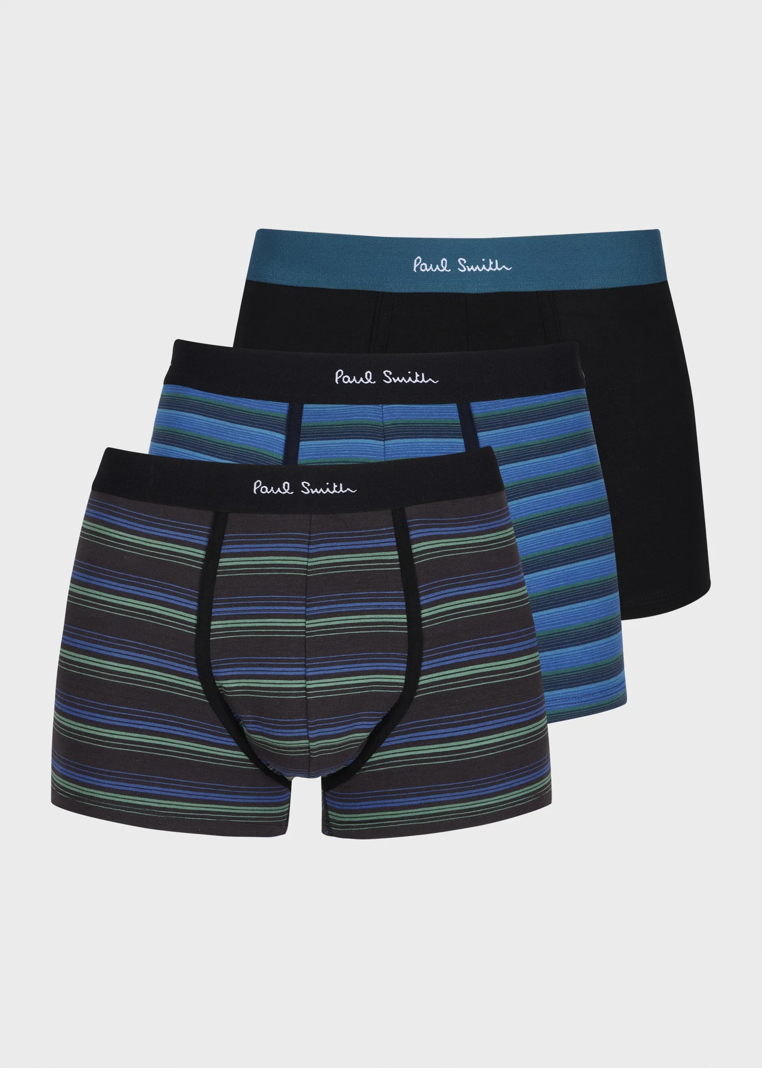 Black and Blue Stripe Boxer Briefs Three Pack - 1