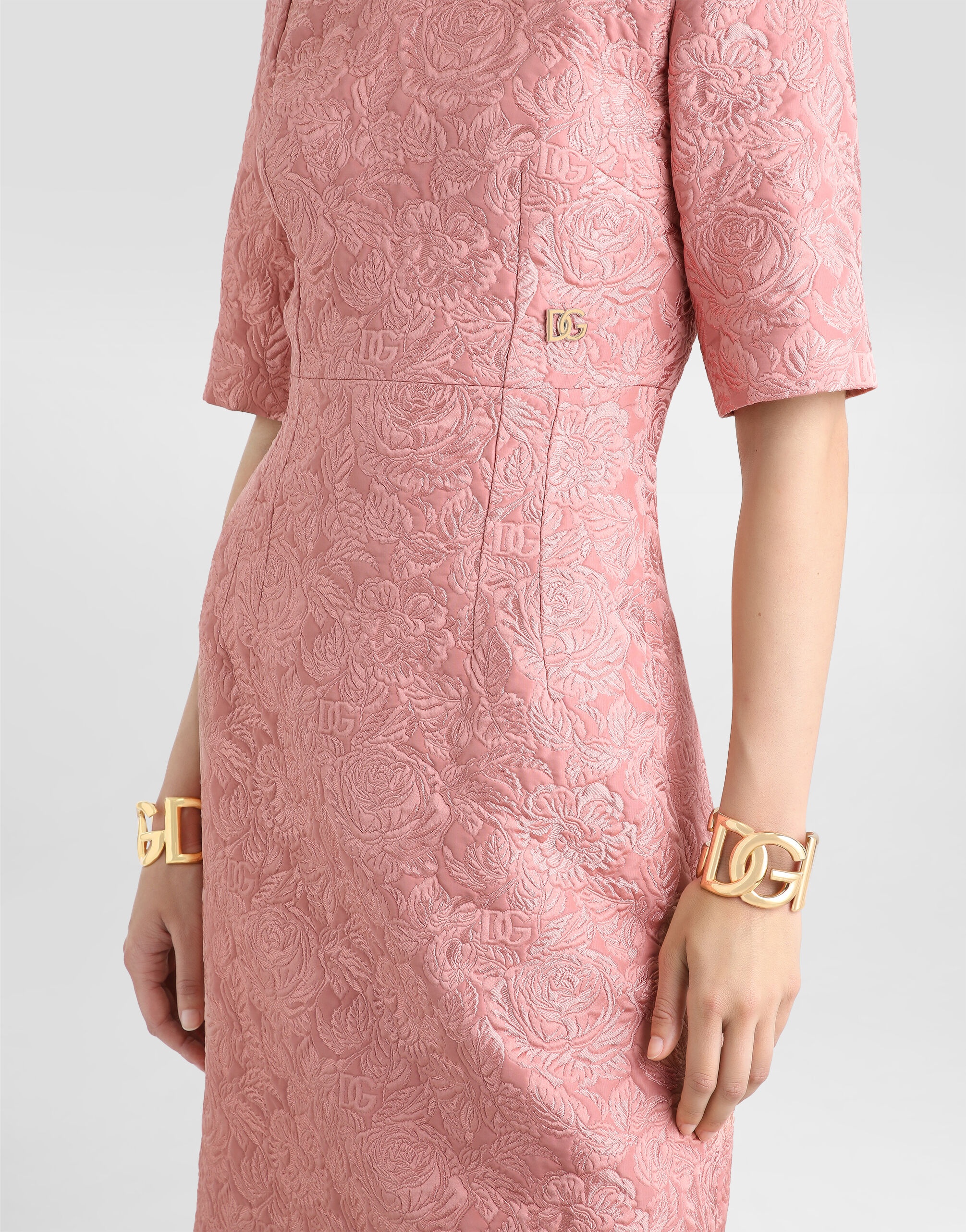 Fit-and-flare midi dress in floral jacquard - 5