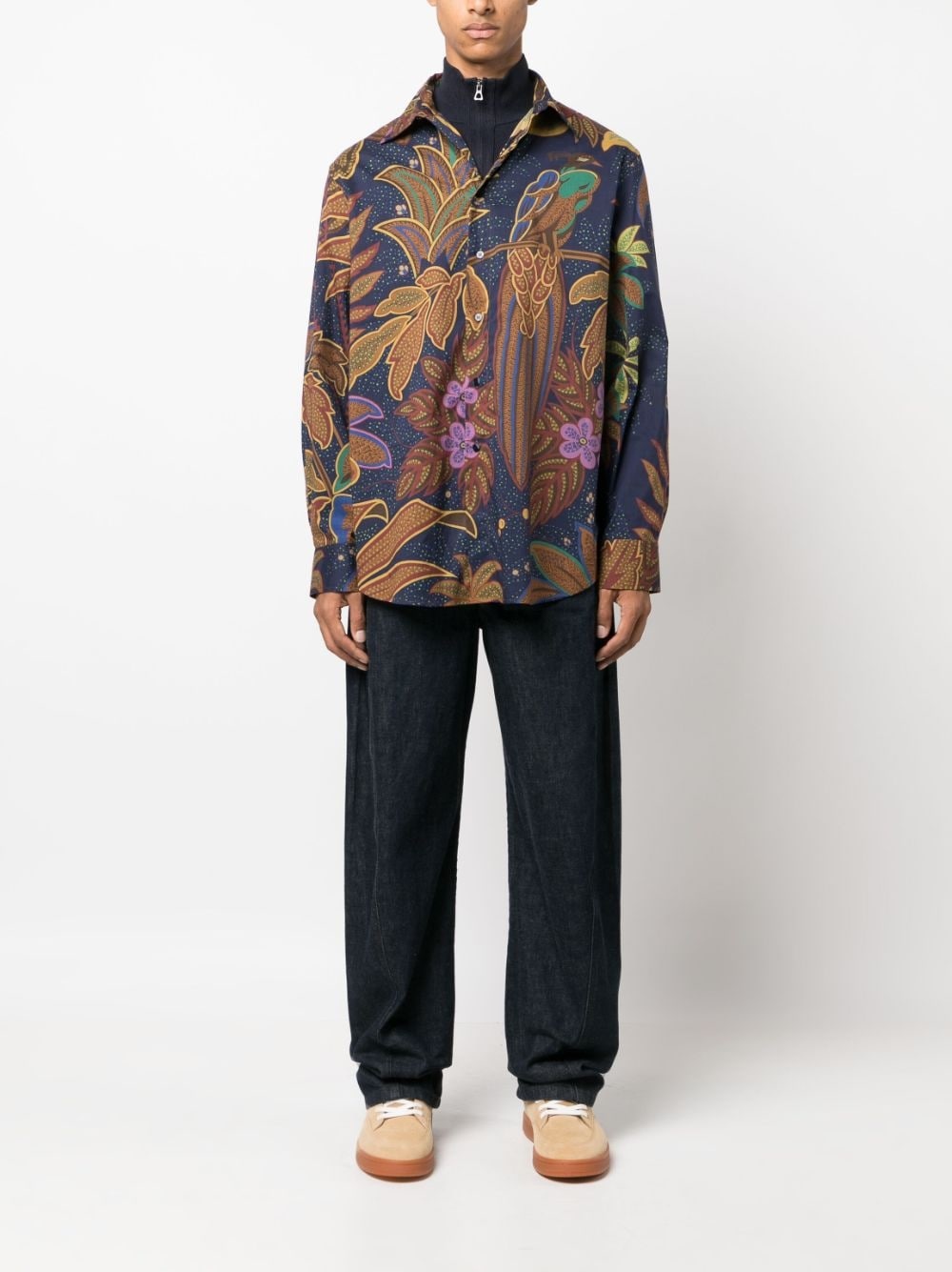 botanical-print cotton shirt - 2