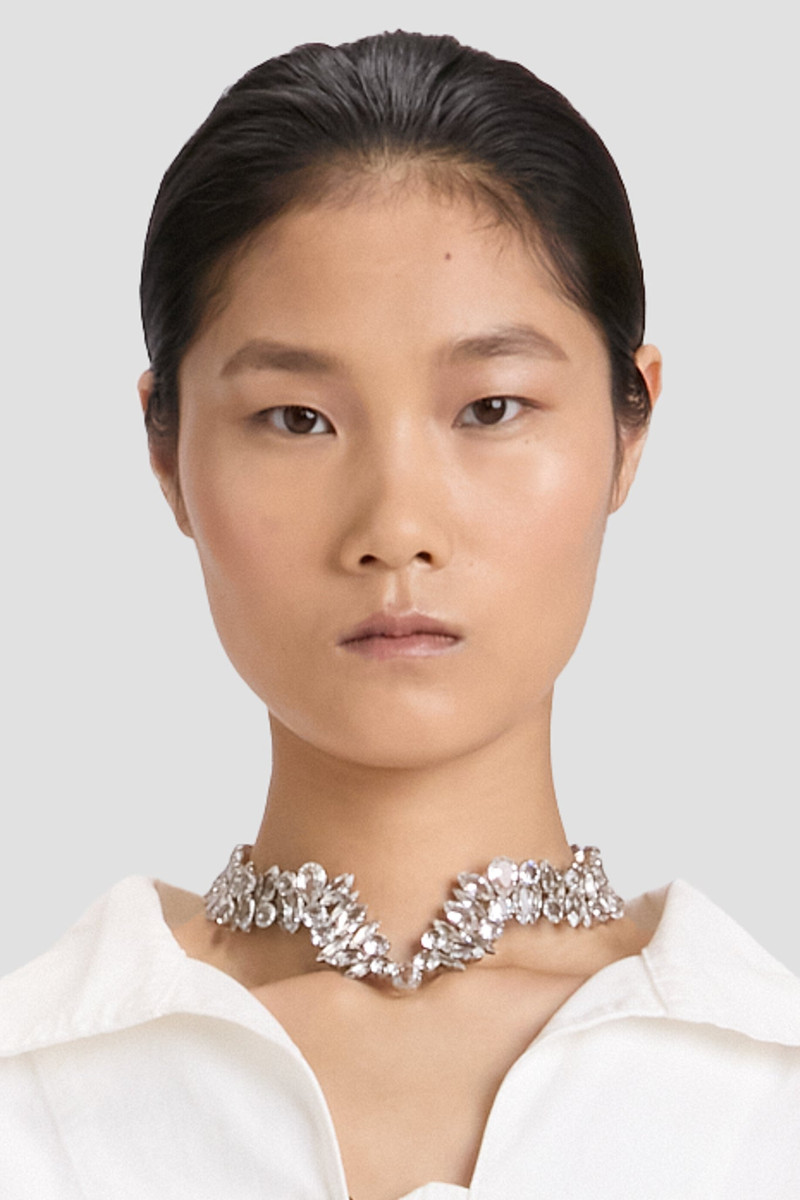 Victoria Beckham Crystal Choker In Silver outlook