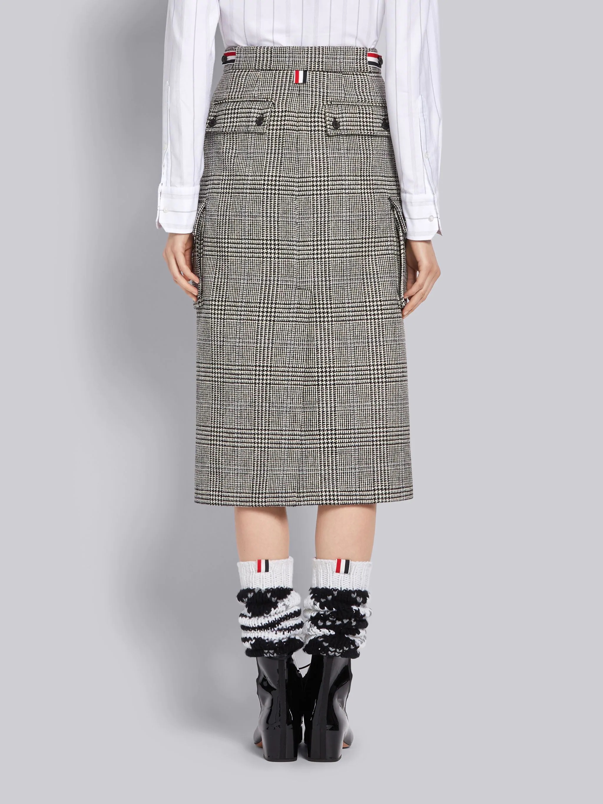 Black and White Prince of Wales Hunting Wool Tweed Harrington Skirt - 9