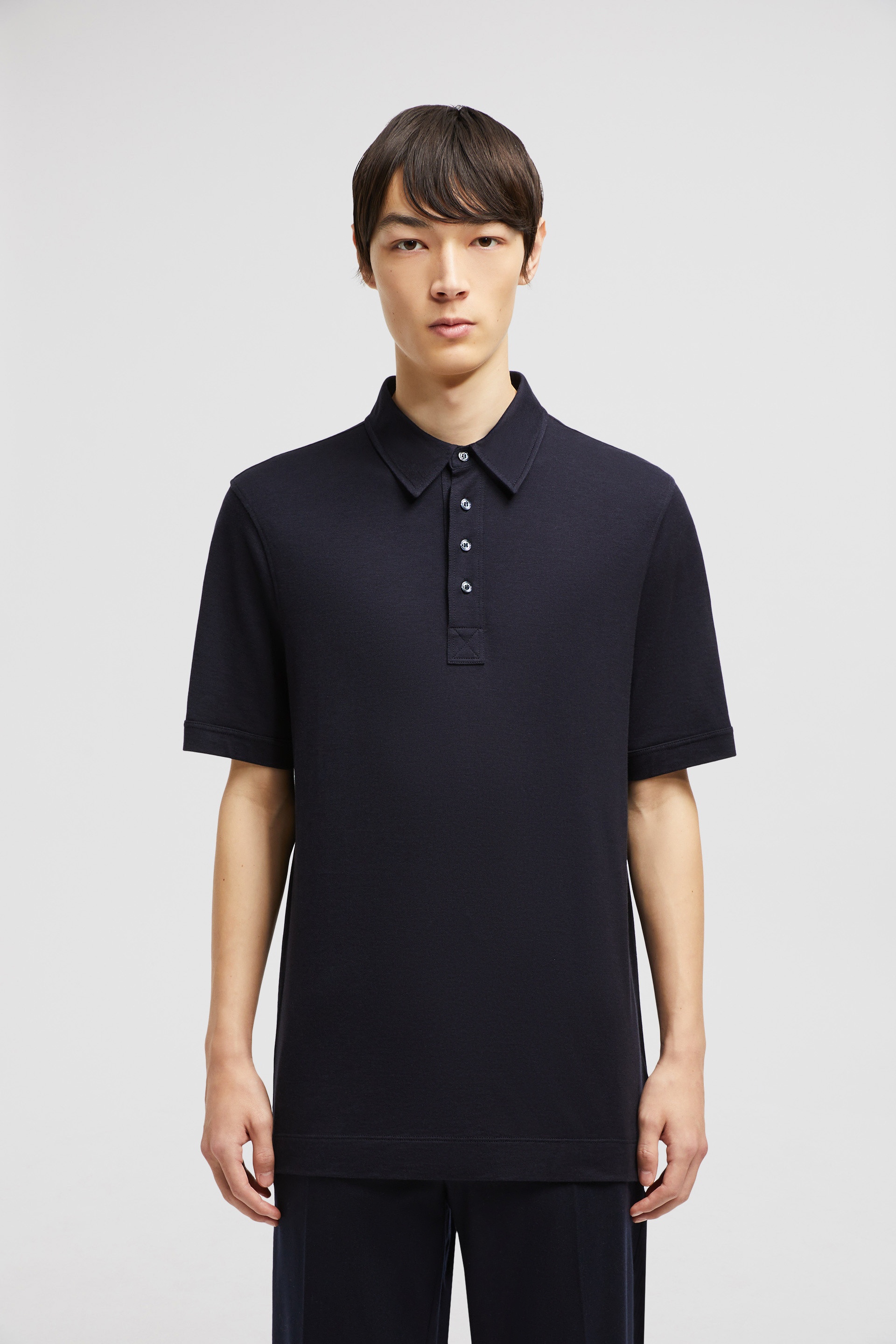 Double Leather Logo Cotton Polo Shirt - 3