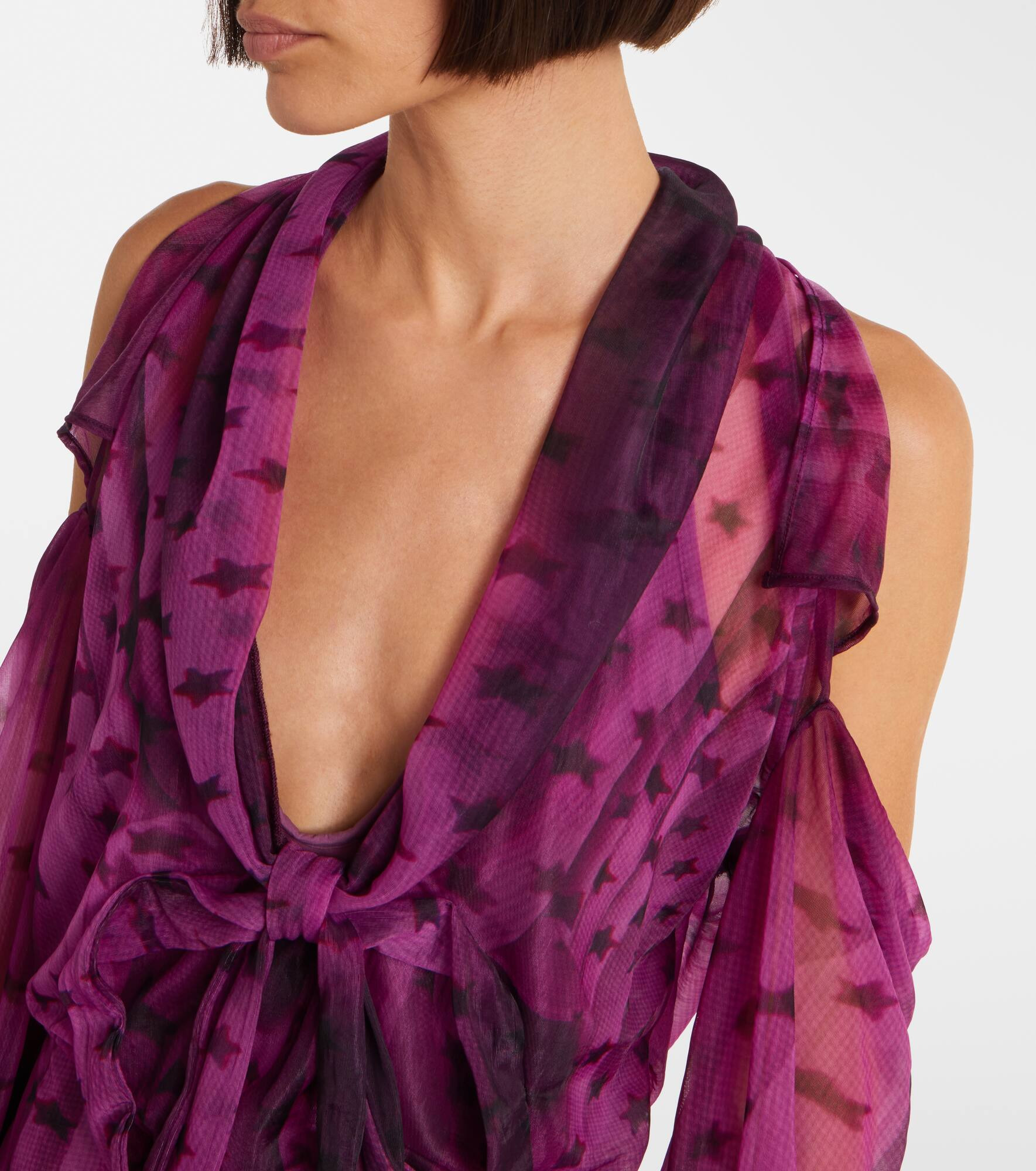 Printed sheer halterneck midi dress - 4