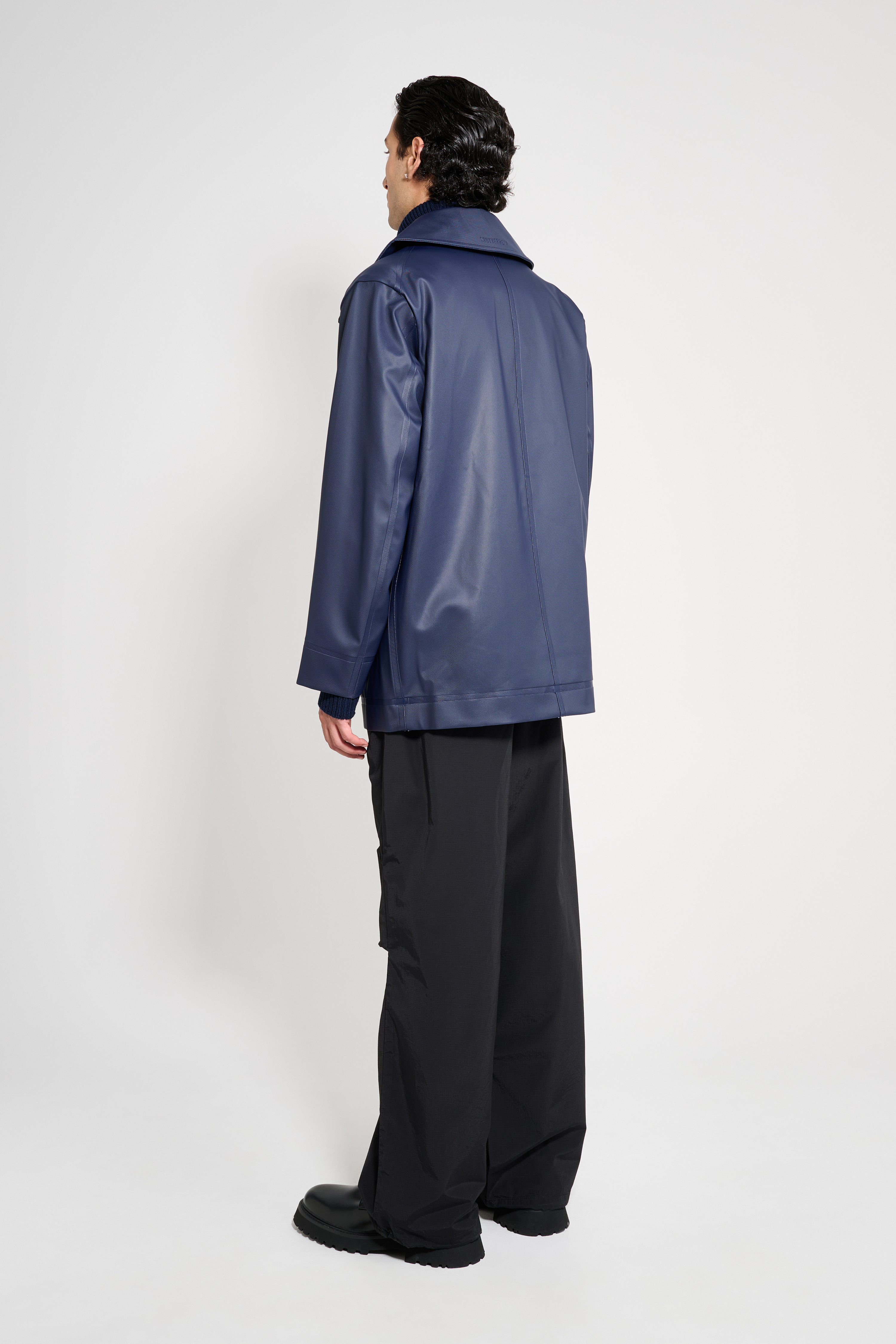 Tranholmen Double Breasted Raincoat Navy - 3