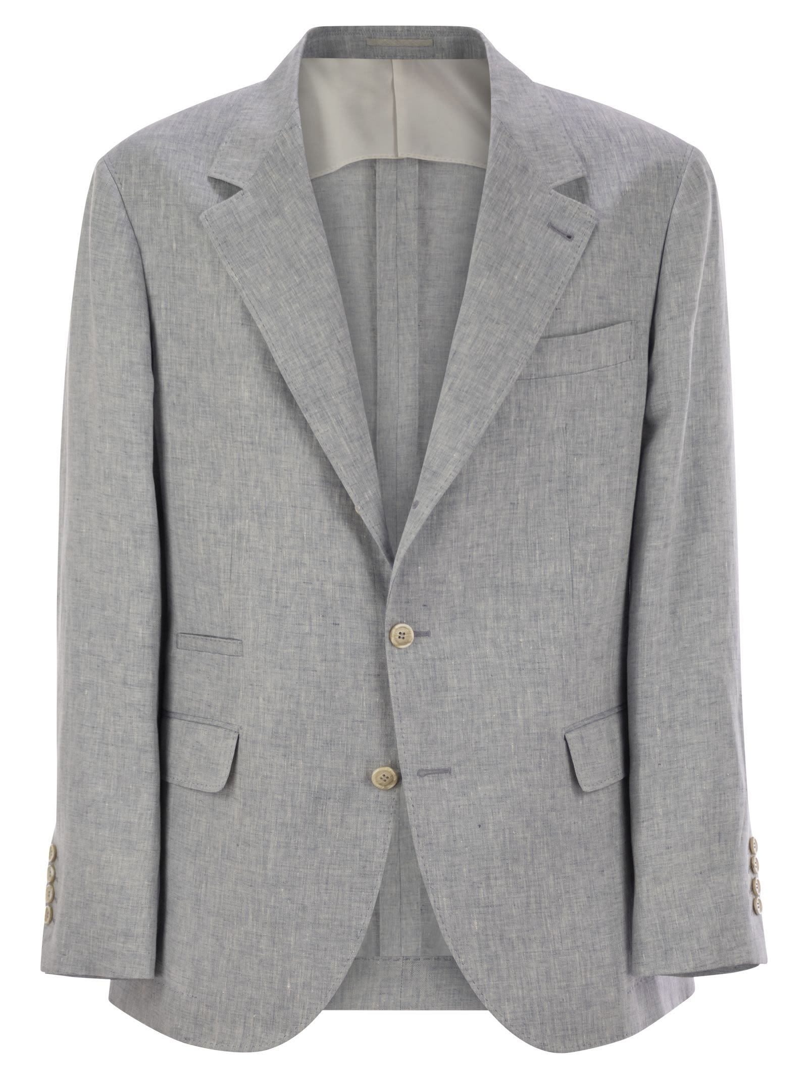 Brunello Cucinelli Men Deconstructed Jacket In Délavé Linen - 1