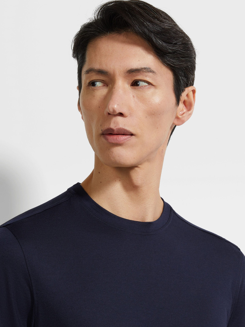 ZEGNA NAVY BLUE VELLUS AUREUM T-SHIRT outlook