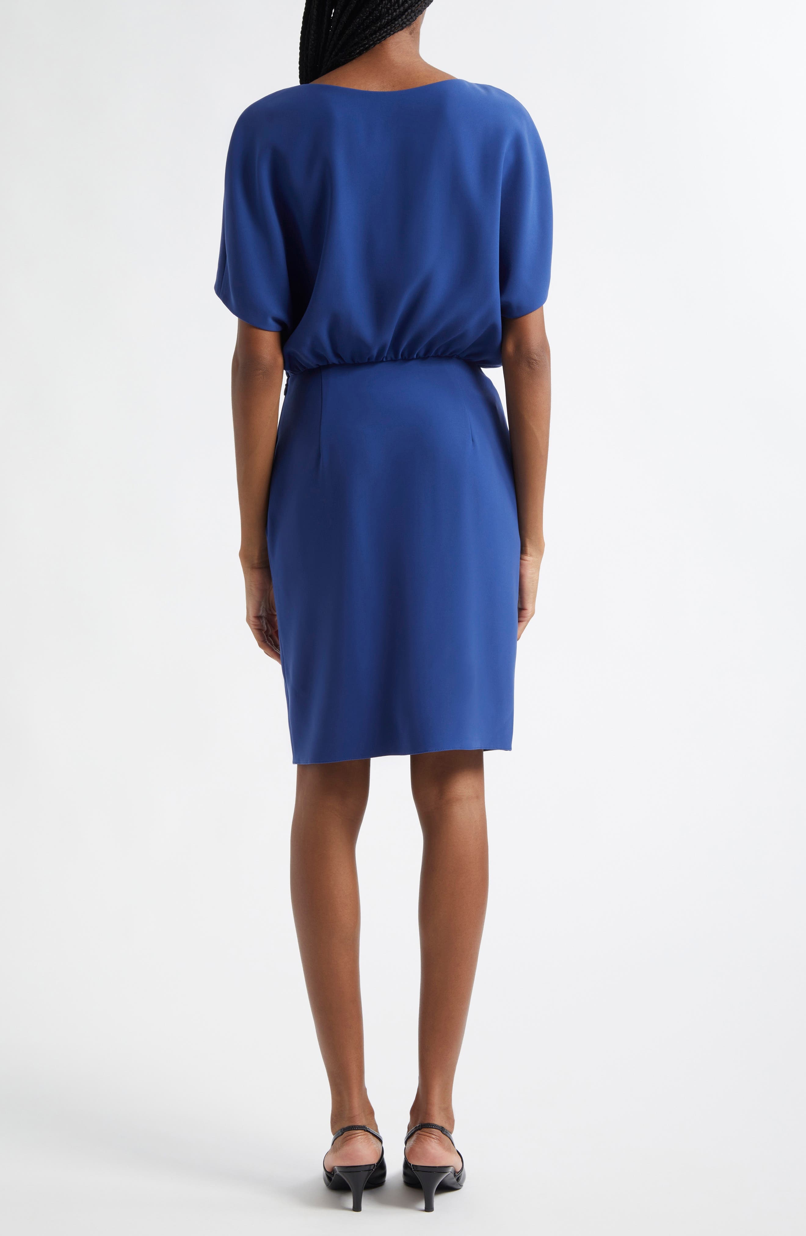 Emporio Armani Cady Cape Sleeve Dress in Cobalt Blue at Nordstrom - 2