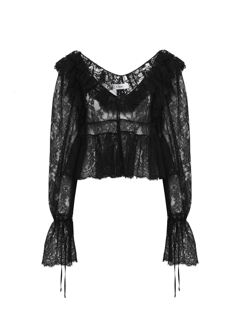 V-NECK CROPPED TOP IN LACE 1