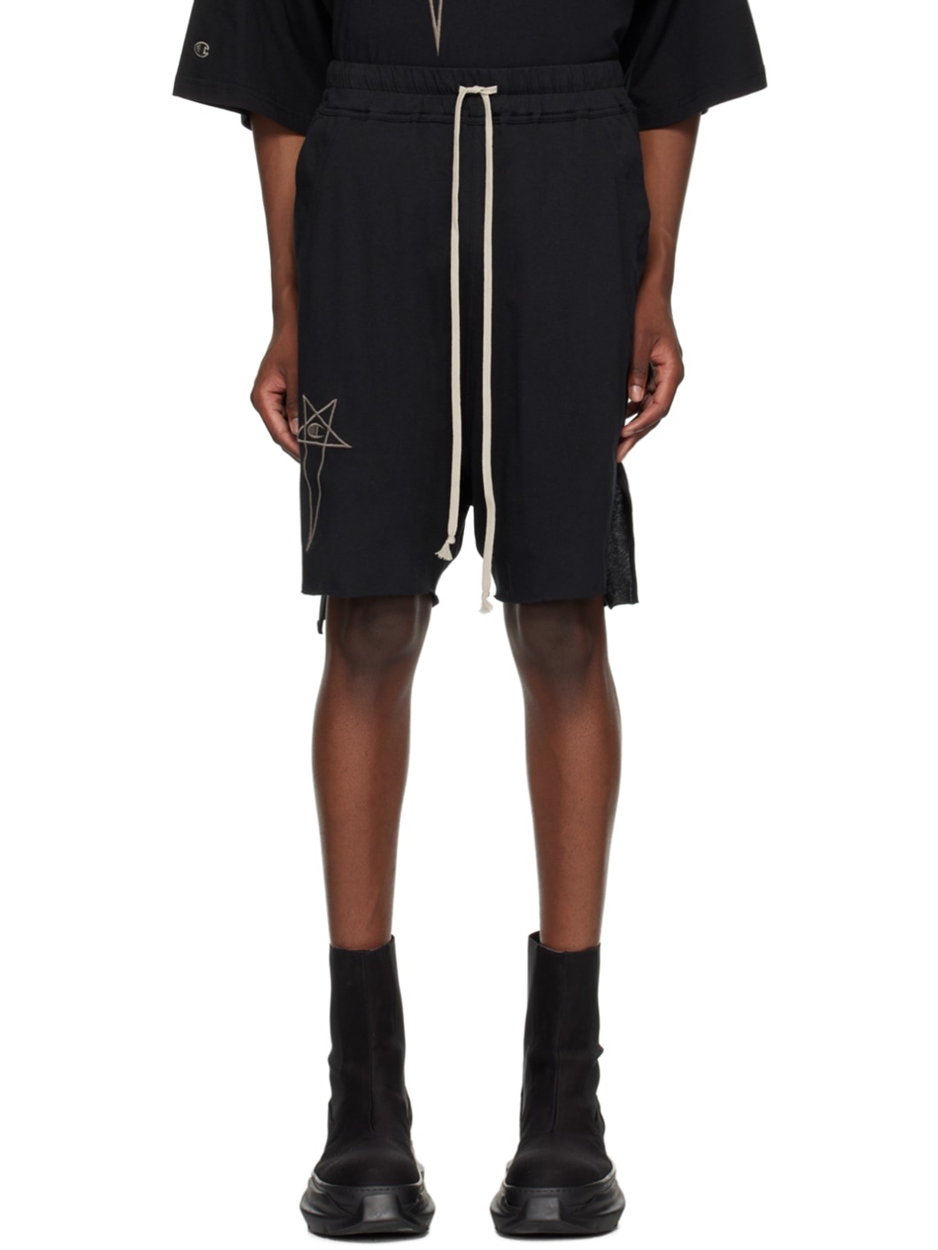 Black Champion Edition Beveled Pods Shorts - 1