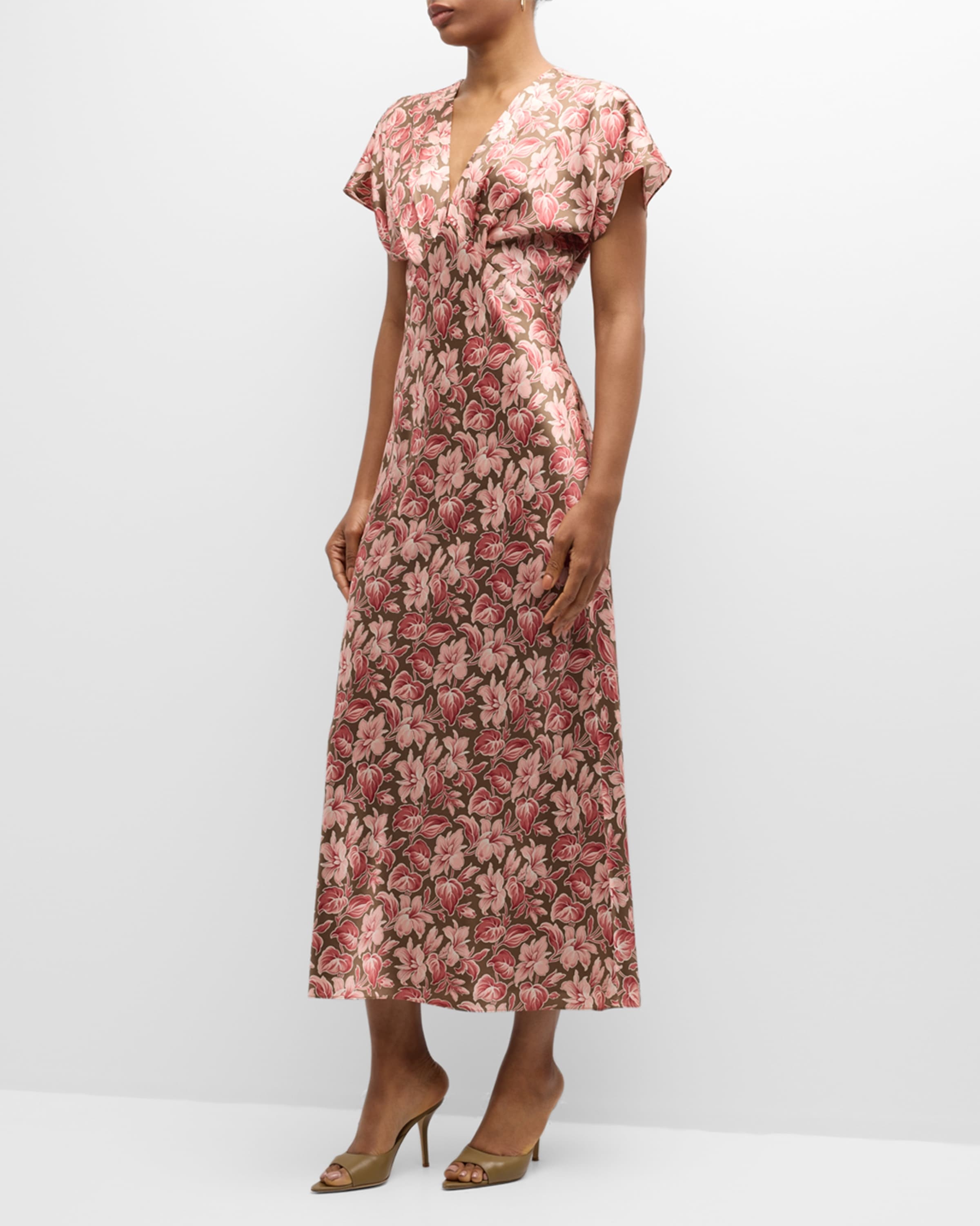 Seymour Floral Short-Sleeve Midi Dress - 2