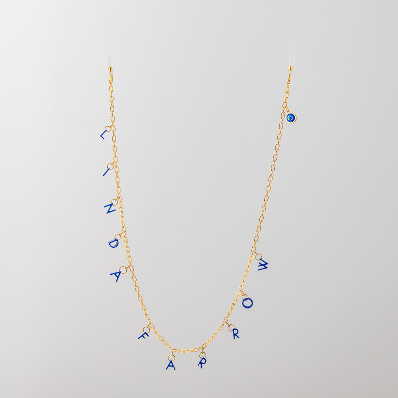 Gold Metal Chain With Blue Letters 1