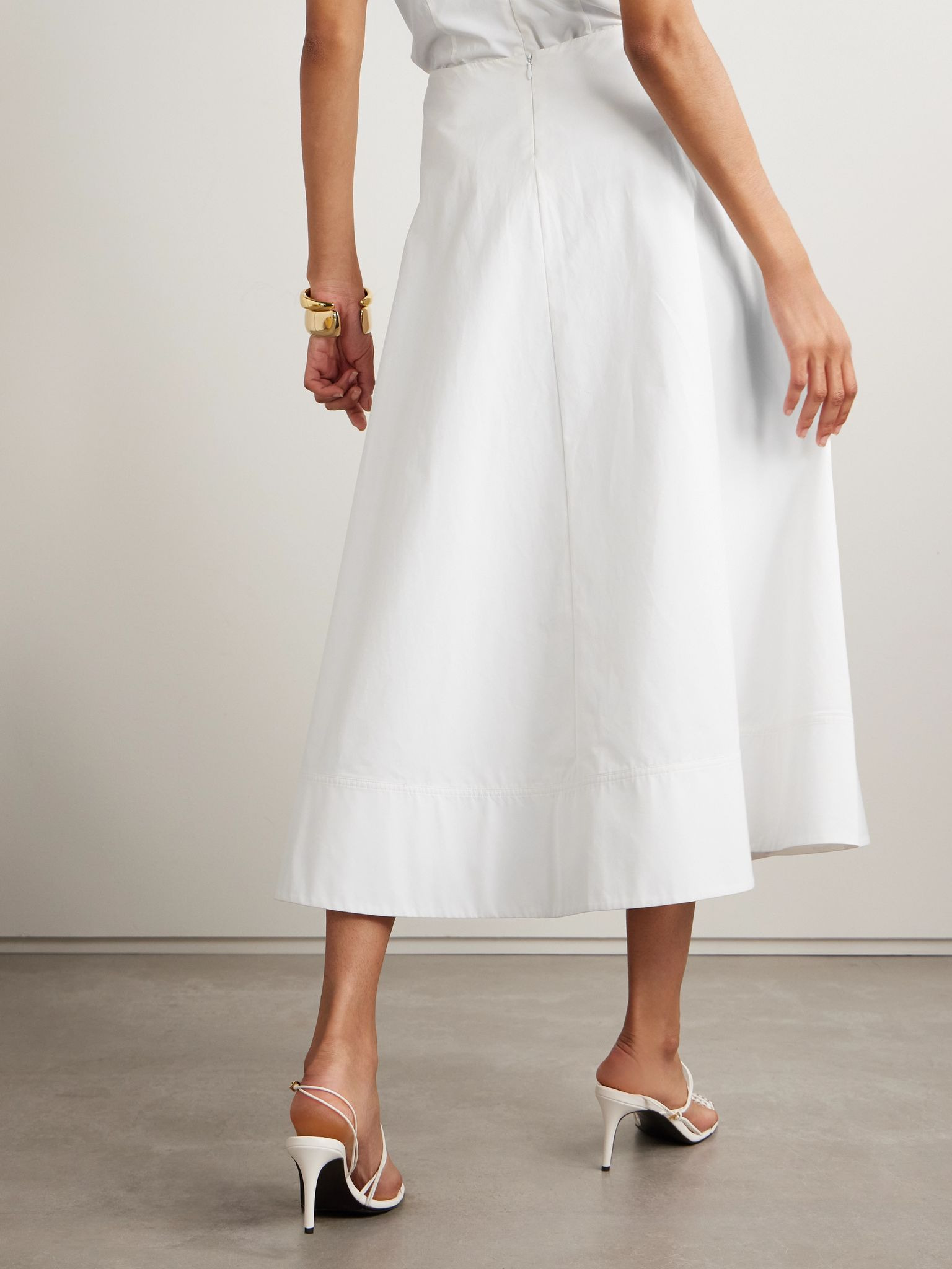 The Knox cotton-poplin maxi skirt White - 4