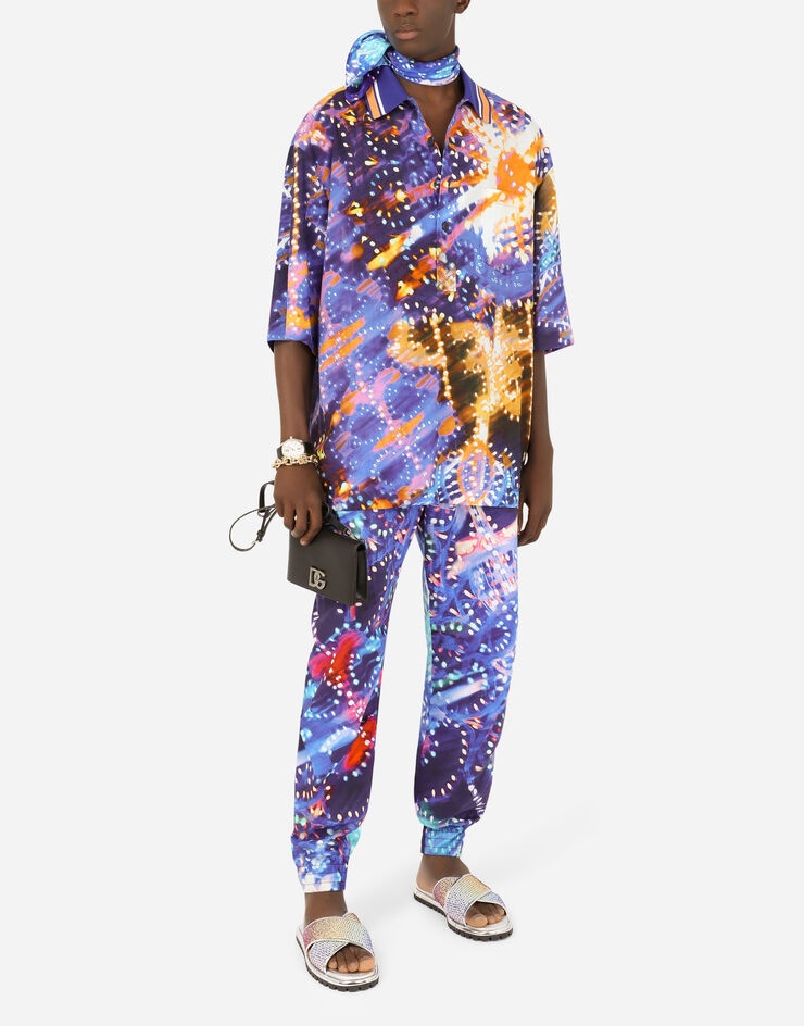 Cotton jogging pants with illumination print - 6