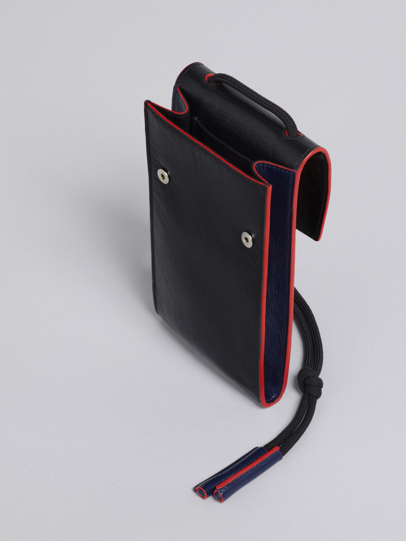 Marni BLACK SHINY LEATHER PHONE CASE outlook