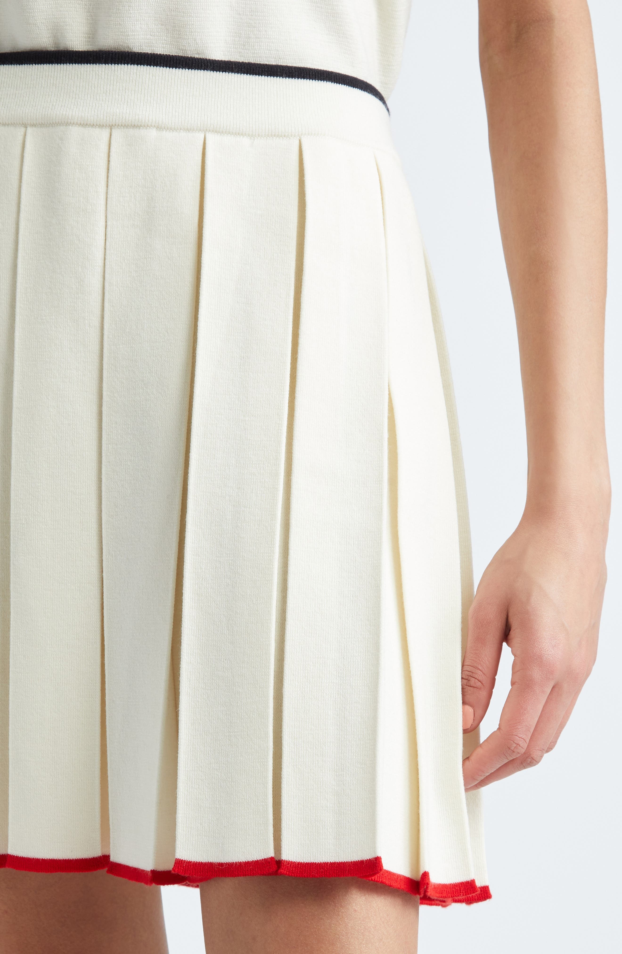Thom Browne Pleated Wool & Cashmere Knit Miniskirt in White at Nordstrom - 5