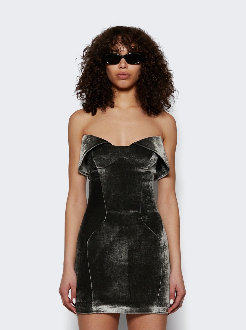 Velvet Mini Dress Silver Grey - 2
