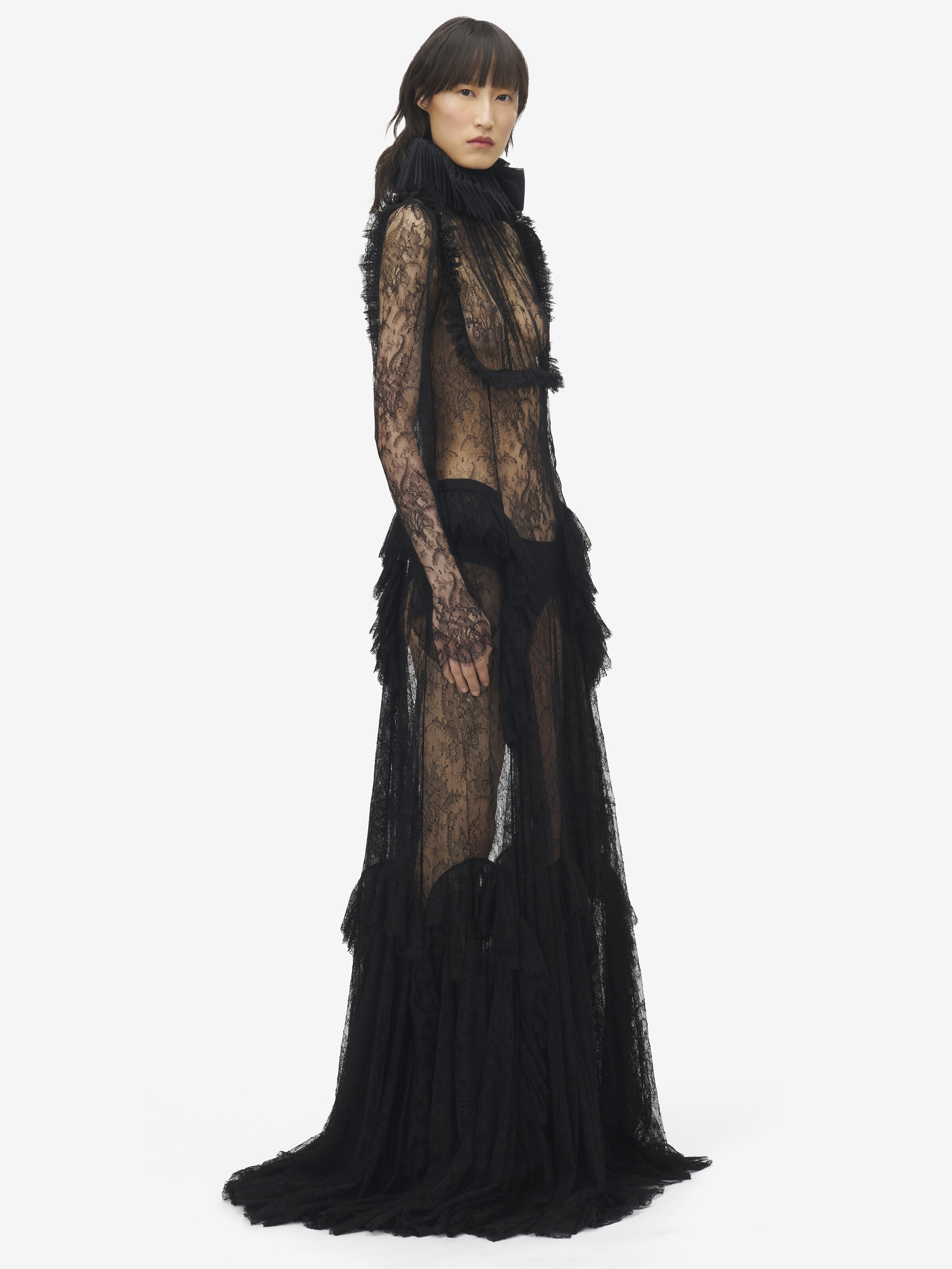 Floral Lace Embroidery Evening Dress - 3