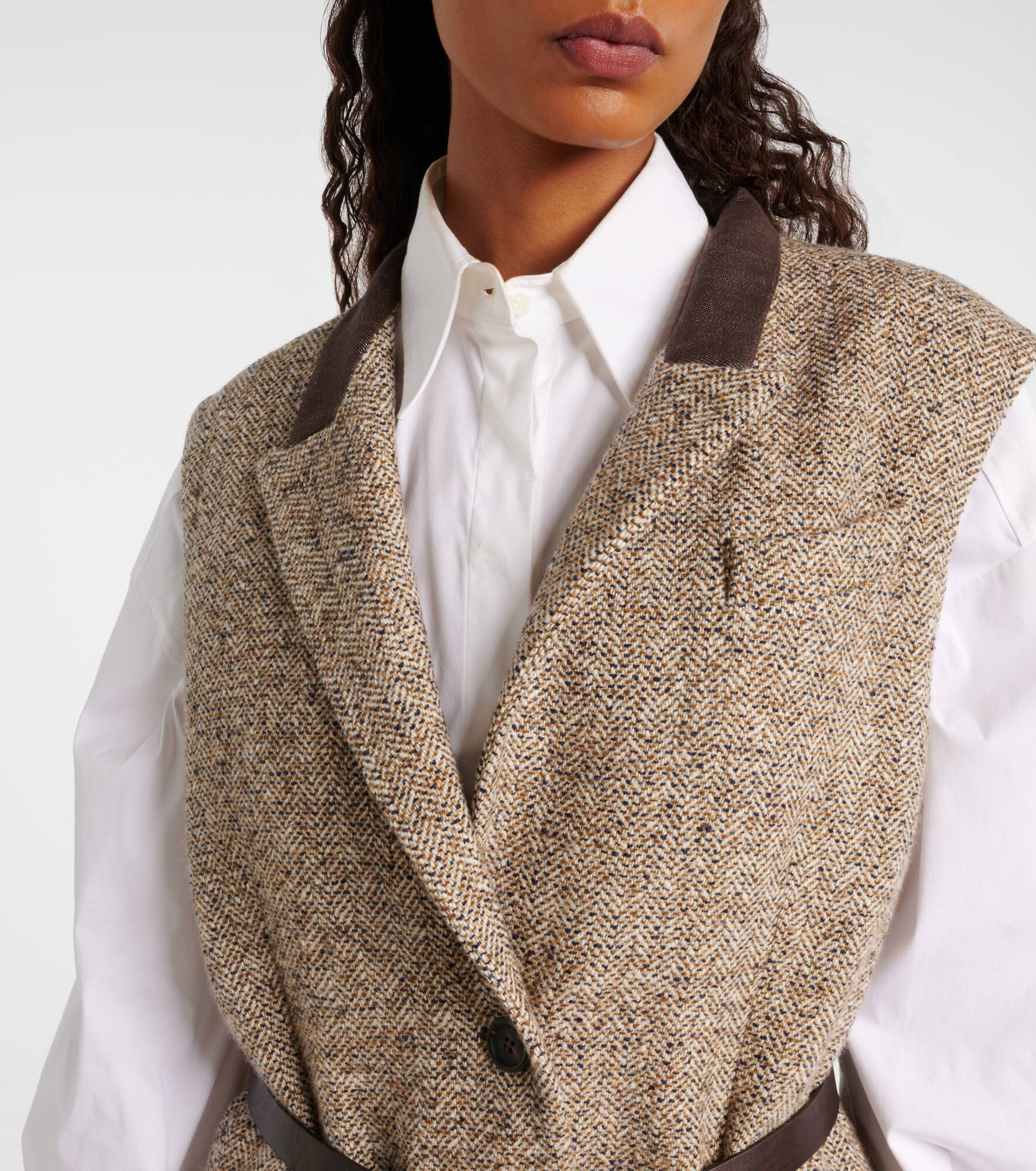 Belted wool and silk-blend vest - 4