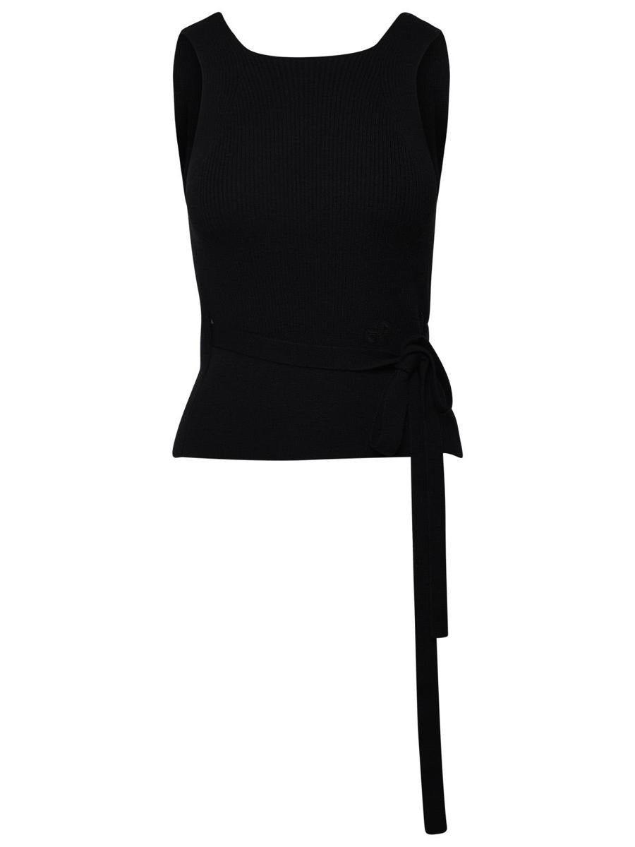 PATOU BLACK WOOL BLEND TANK TOP - 1