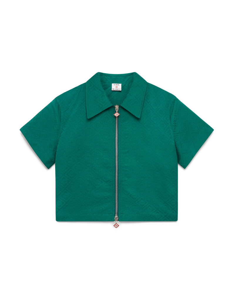 Cotton Monogram Jacquard Cropped Shirt 1