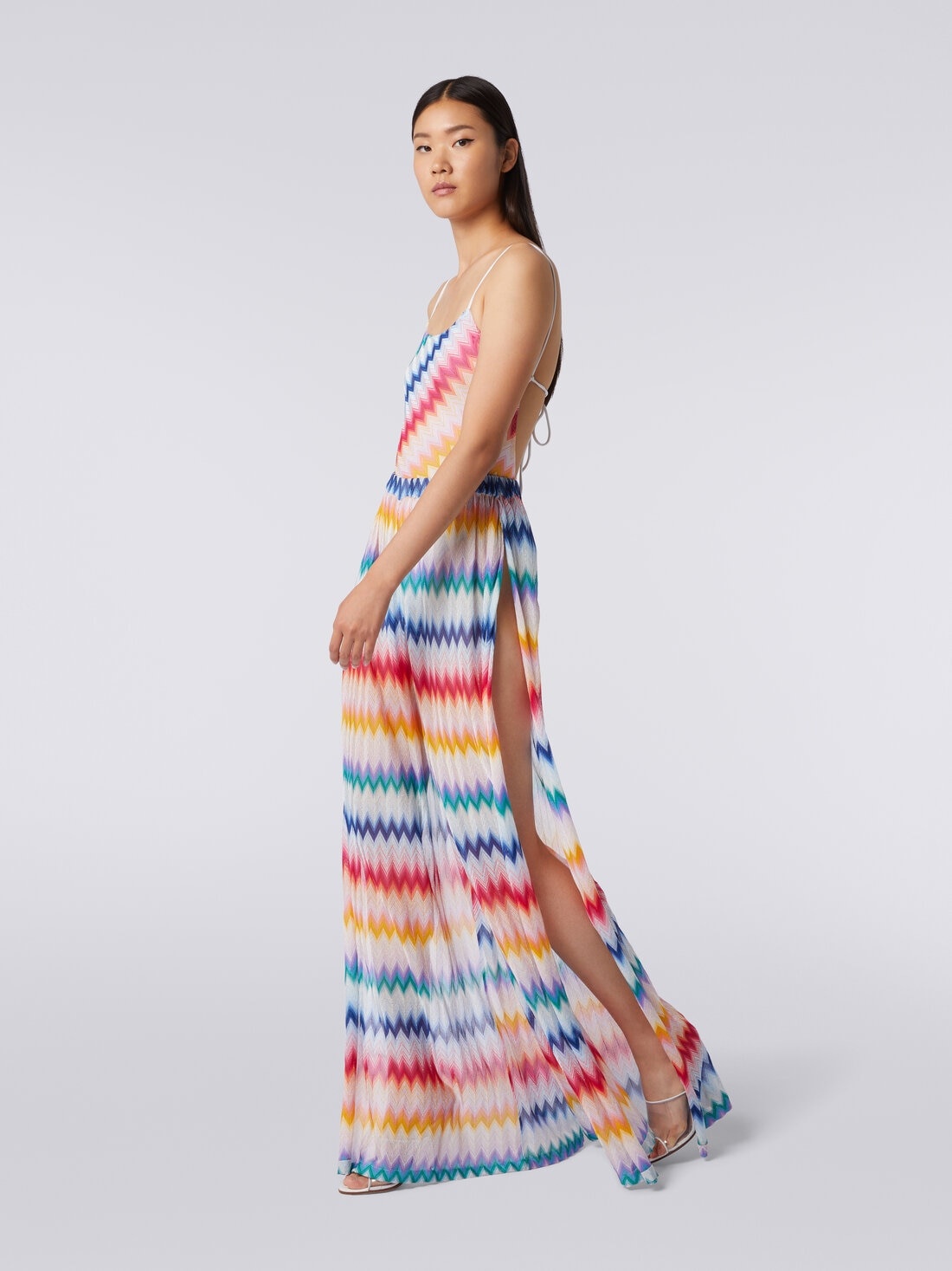 Zigzag cover up trousers with lurex - 3