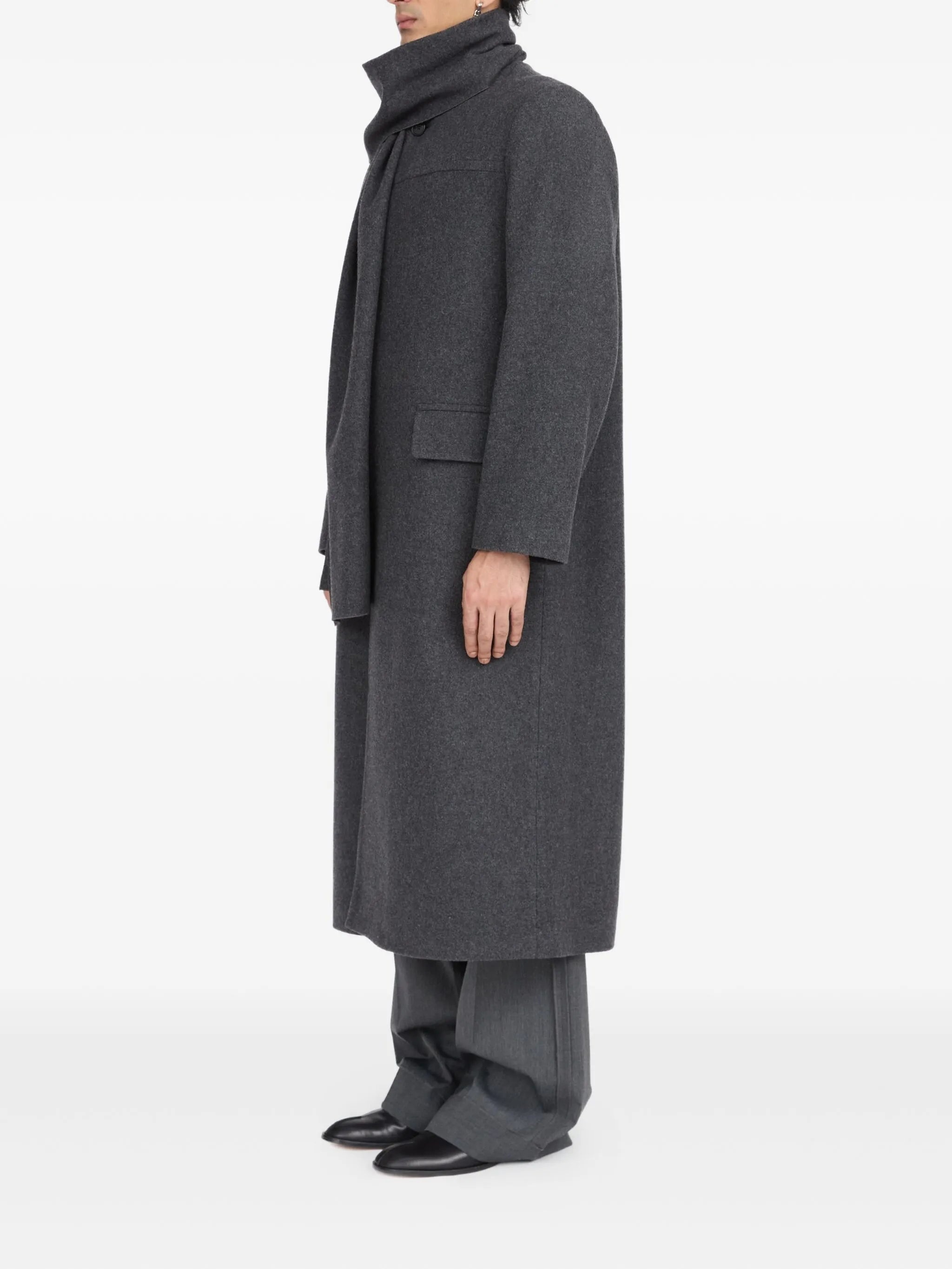 Mm6 Maison Margiela Scarf-detail Longline Coat - 3