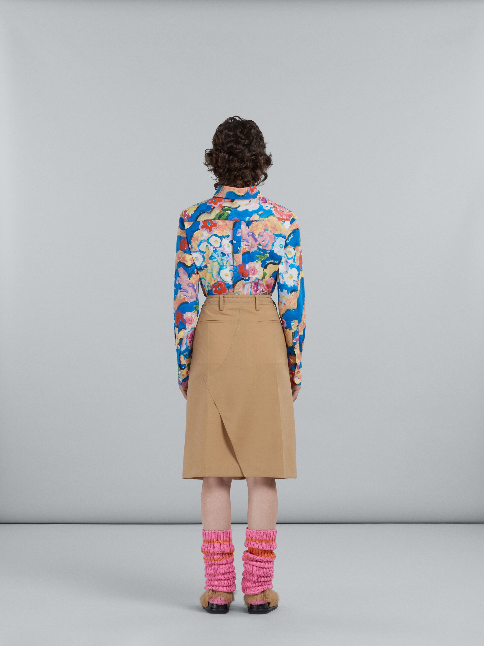 BEIGE TROPICAL WOOL SKIRT - 3